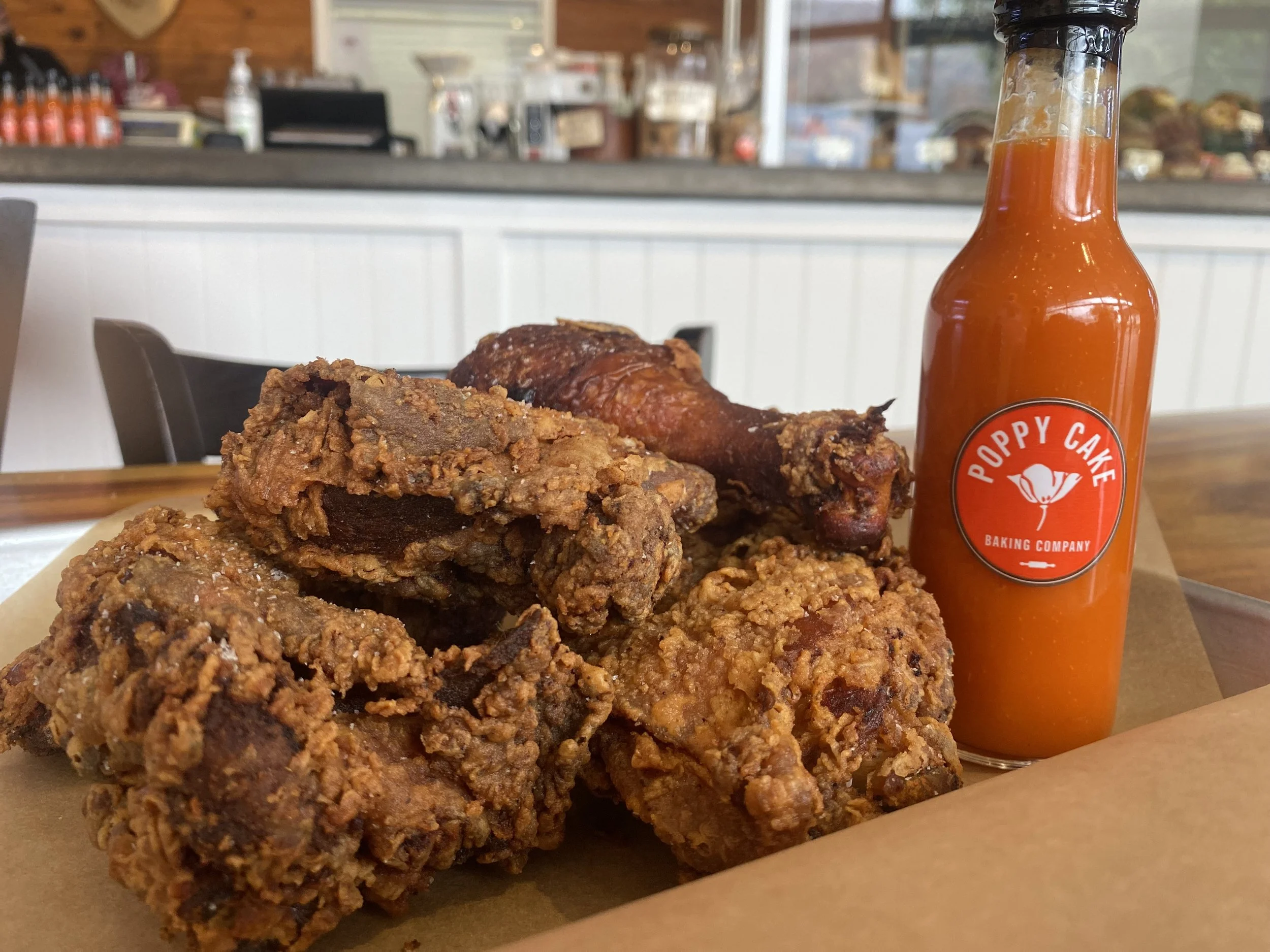 Fried Chicken and Hot Sauce from Poppy Cake Baking Company.