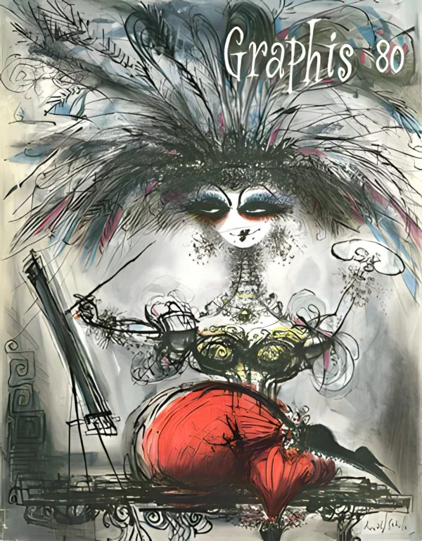 GRAPHIS NO. 80, 1958 Cover:  Ronald Searle