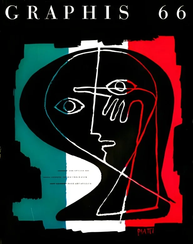 GRAPHIS NO.66, 1956 Cover:  Celestino Piatti