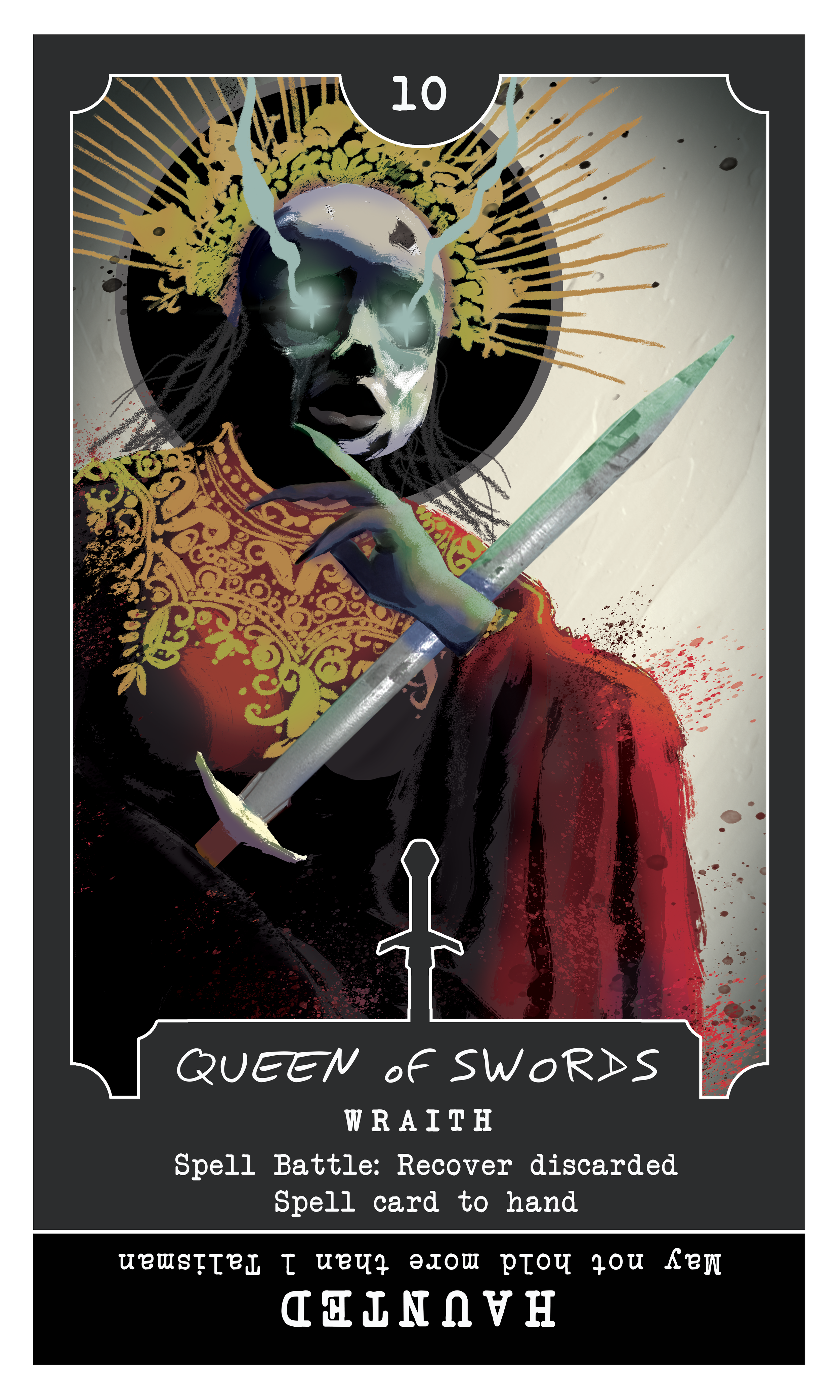 Game card - artwork and design for "Arcana Maxima: Tower of Woe" horror-themed tabletop game based on Tarot cards