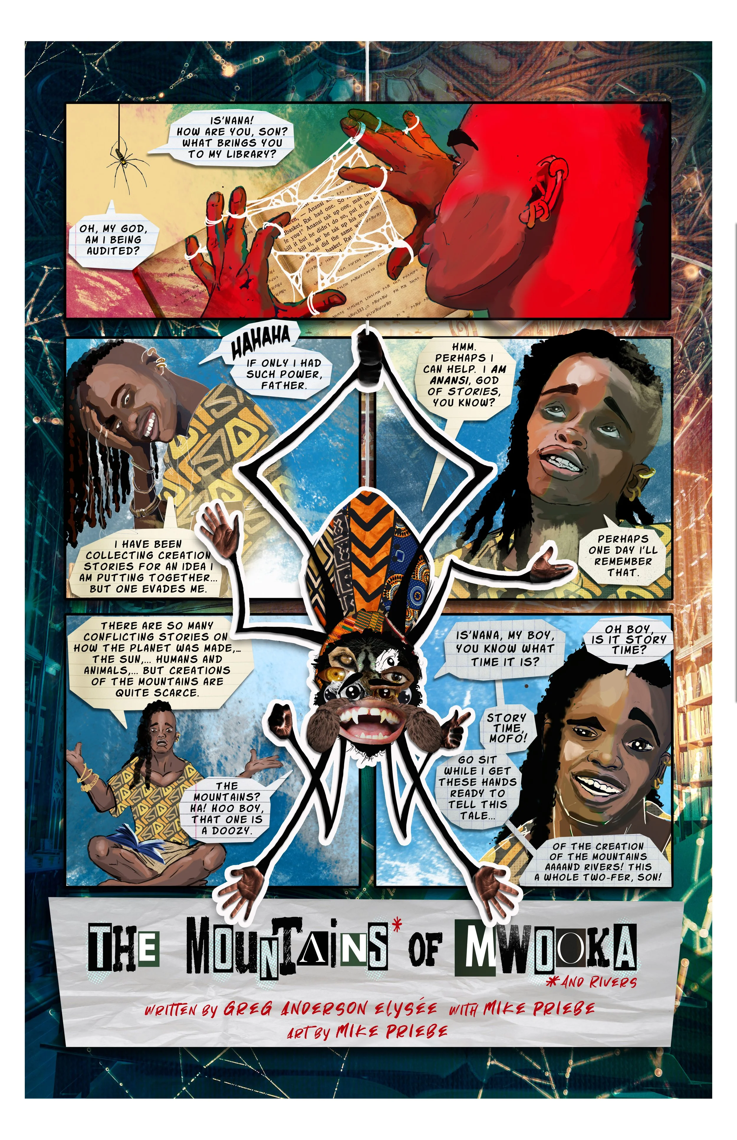 Interior comic book page for "Is'nana The Were-Spider: The Mountains of Mwooka" by Greg Anderson Elysée