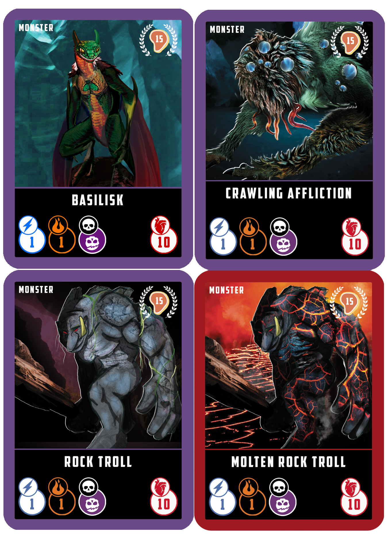 Card designs for "Tin Bast*rds" tabletop game