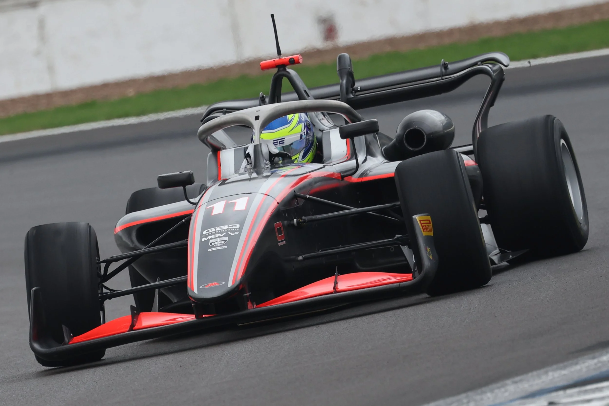 Sliding the GB3 Championship car at Silverstone.