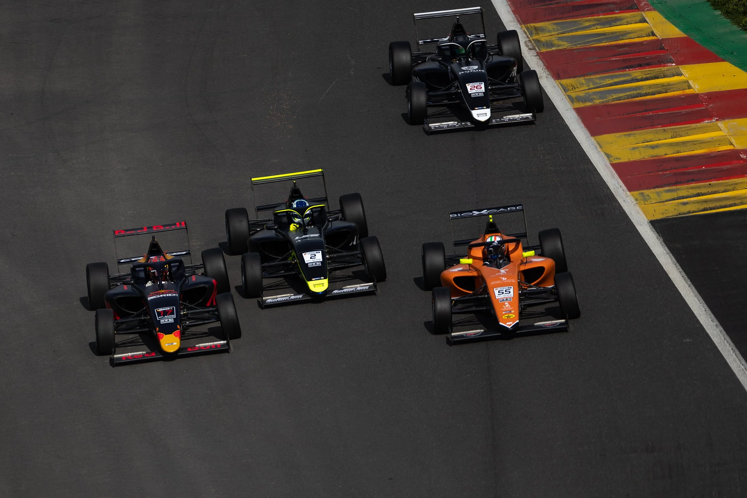 3 wide through Eau Rouge in F4 Spanish Championship.