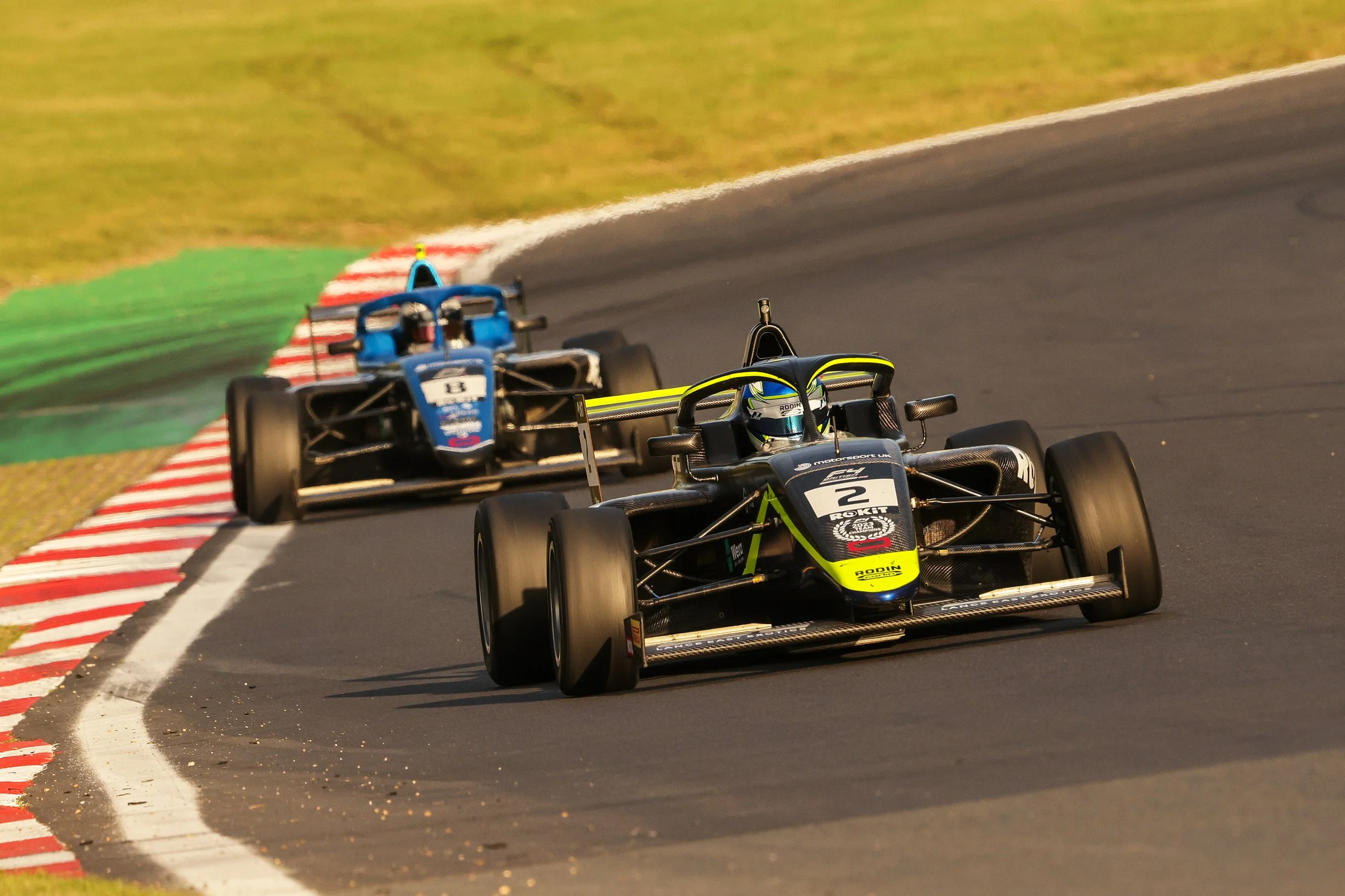 Sunset at Brands Hatch in F4 British Championship.