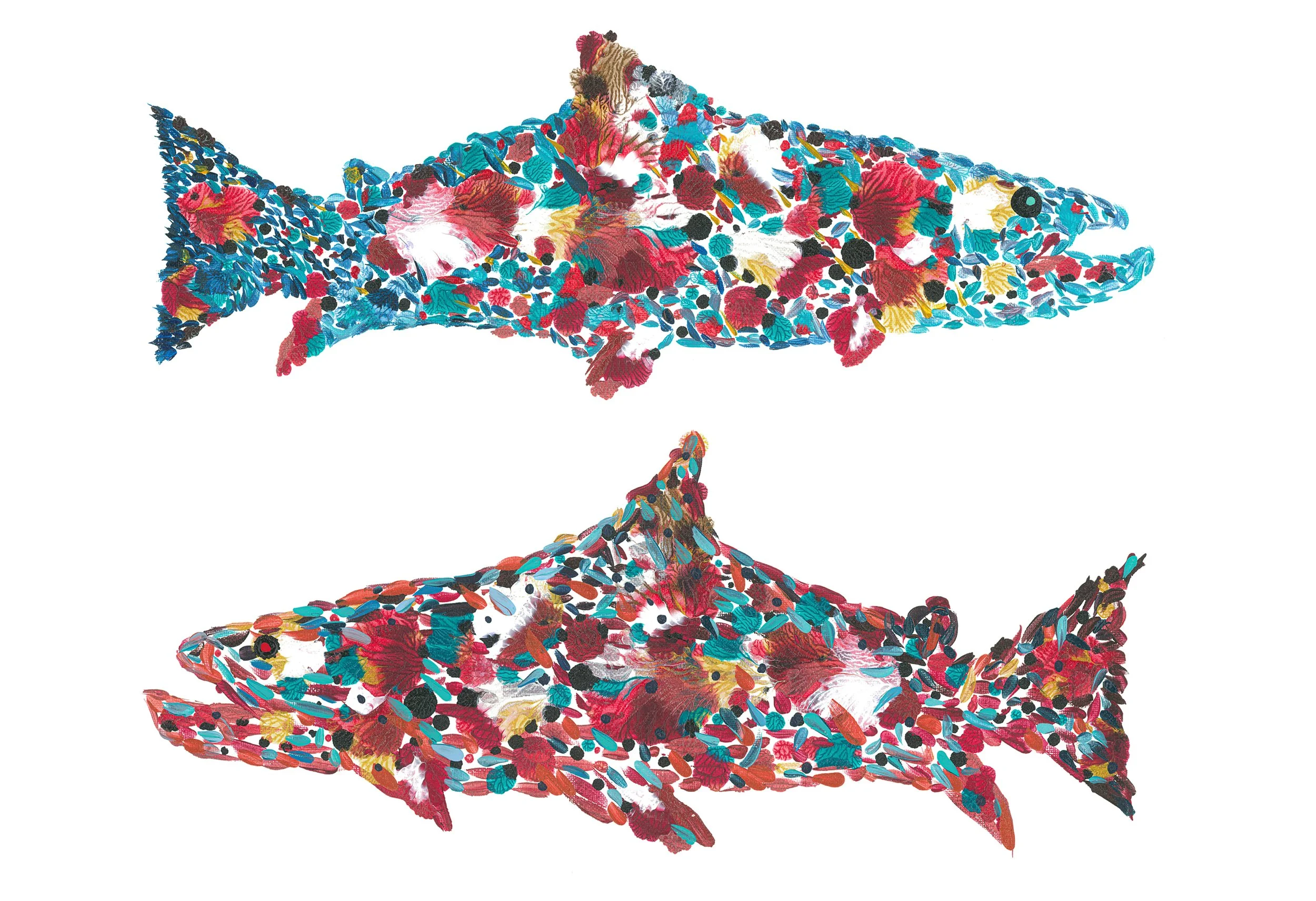 Blue and Red Fish Duo