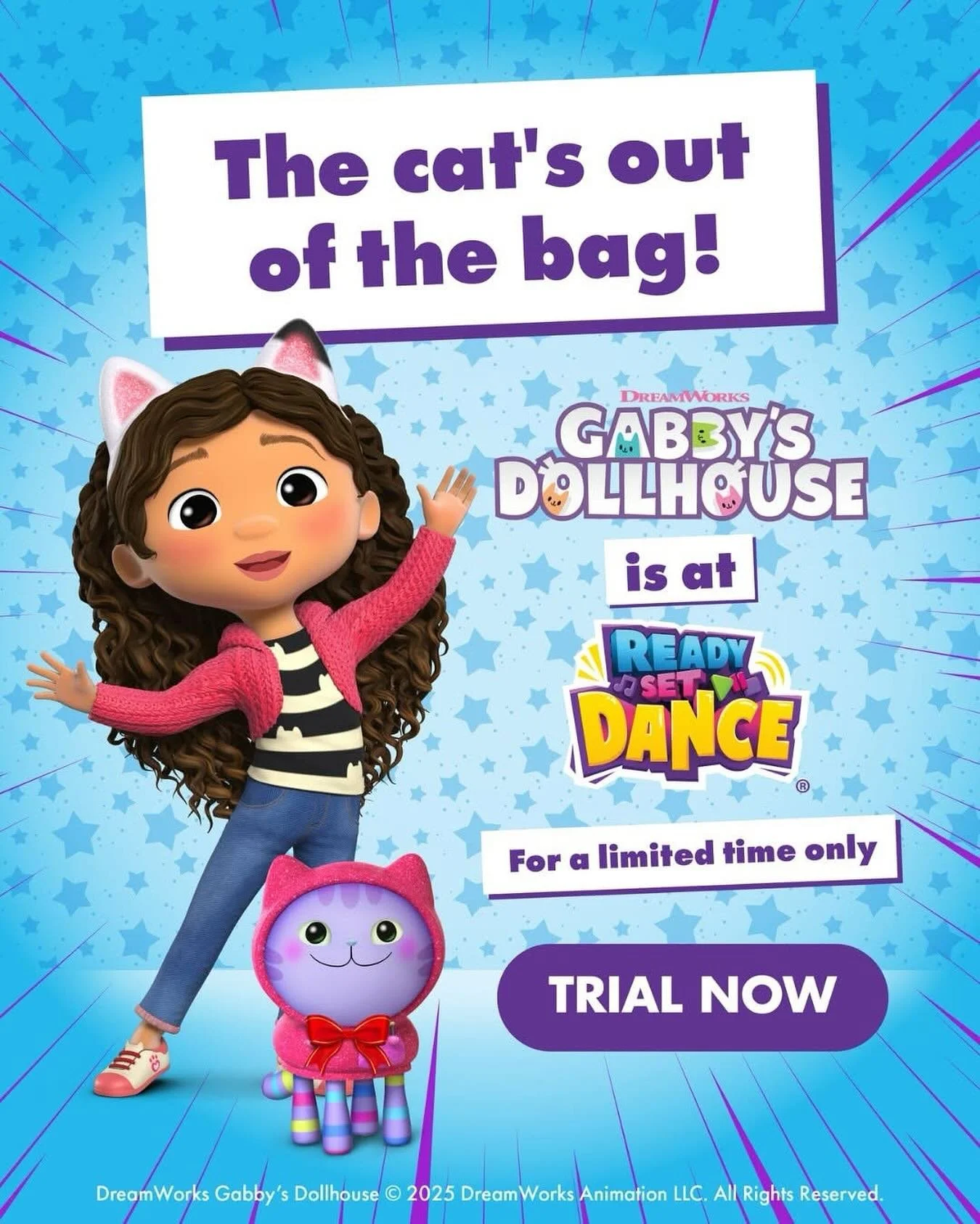 😻The cat&rsquo;s out of the bag! ✨
We&rsquo;re thrilled to announce that Gabby&rsquo;s Dollhouse is coming to Ready Set Dance classes in Term 4!

This meow-tastic partnership will bring the fun from the screen to the dancefloor in our regular weekly
