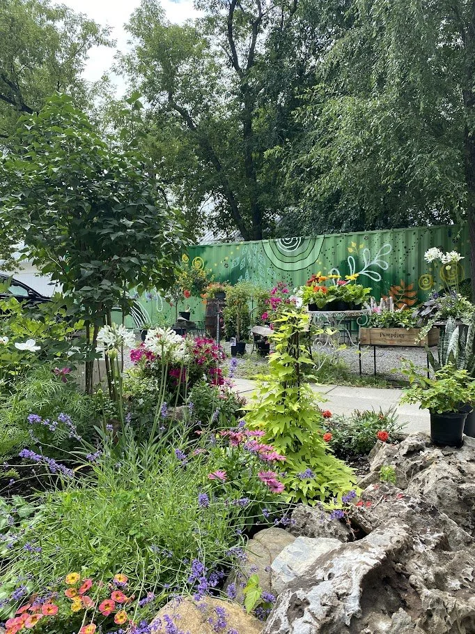  Shipping container mural, commissioned for my aunt Colleen’s flower shop, Hidden Garden Floral Designs in Westport, Ontario.  2023 
