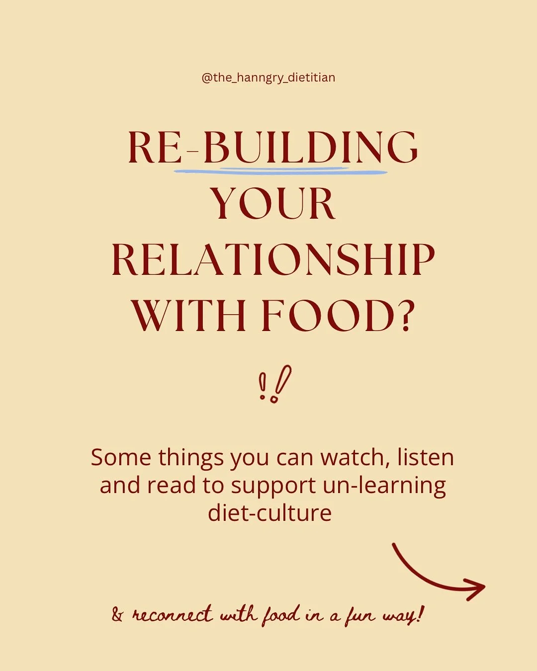 SWIPE ➡️➡️ for dietitian recommendations on unlearning diet culture 🫡 

Read 📚 
Listen 🎧 
Watch 📺 

👉 save this and send it to someone who wants to unlearn diet culture ❤️ 

#podcasts #books #youtube #pastagrannies #recommendations #antidiet #no