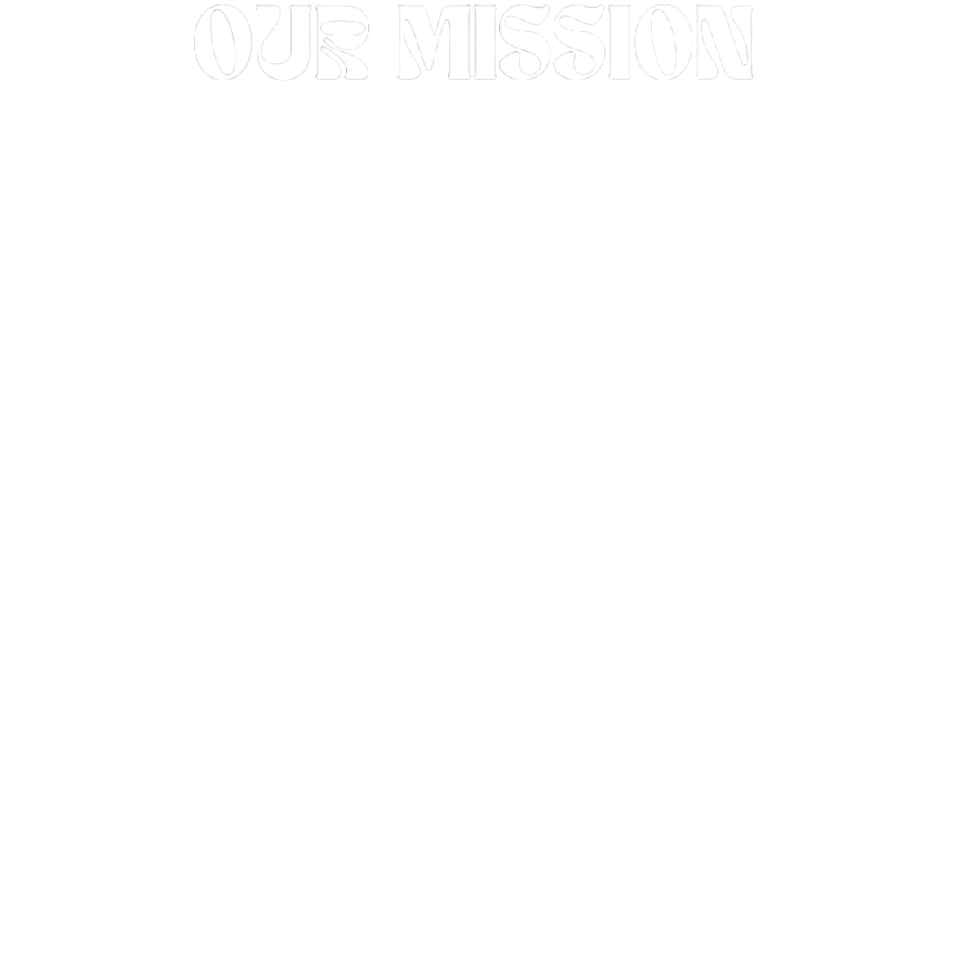 Black background with the phrase 'Our Mission' in large white and purple text at the top.