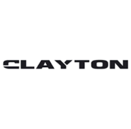 The word "CLAYTON" written in bold black letters on a white background.
