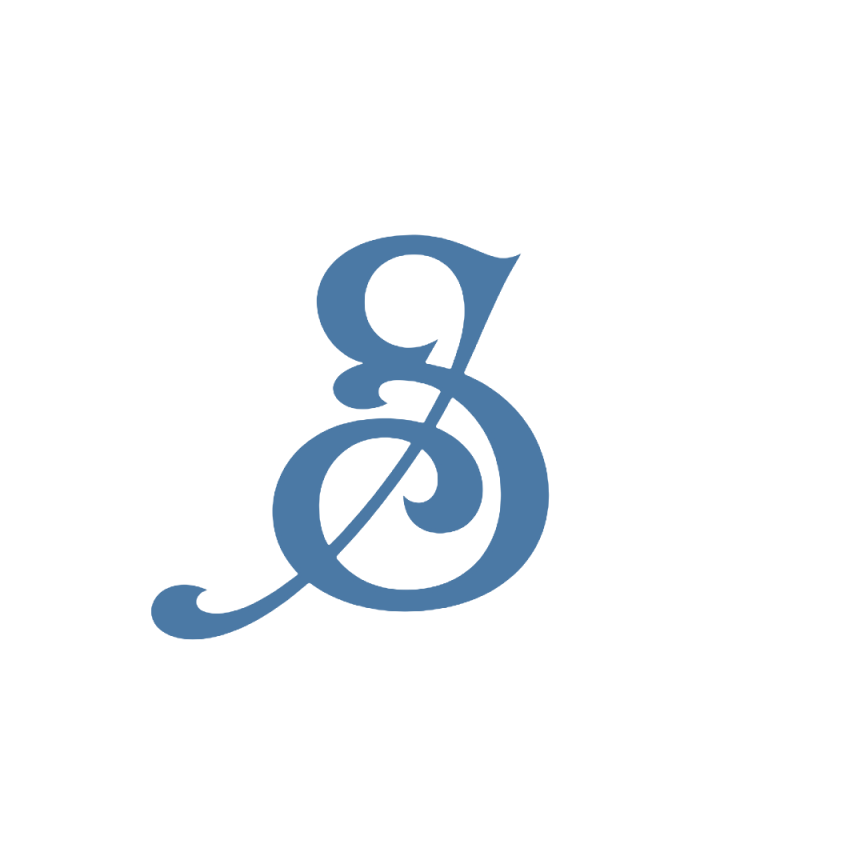 Black background with a blue letter 'g' in stylized cursive font.