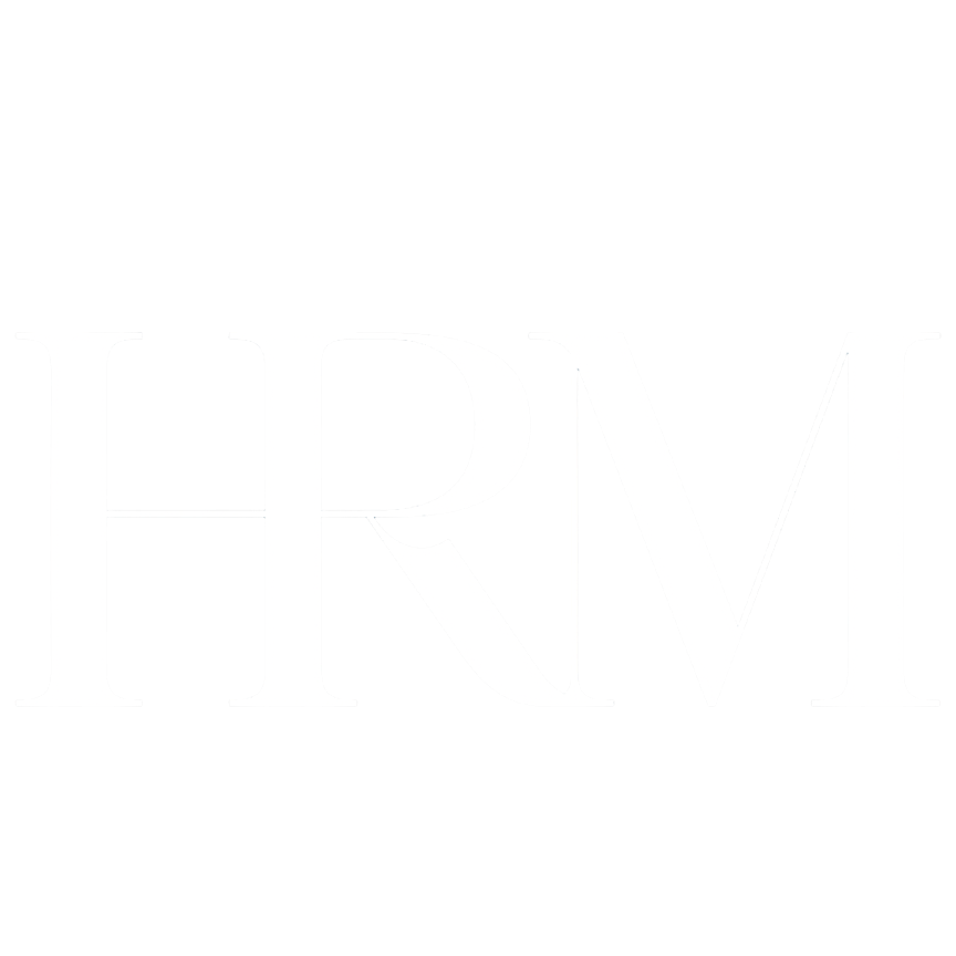 The text 'HRM' in white serif font on a black background.