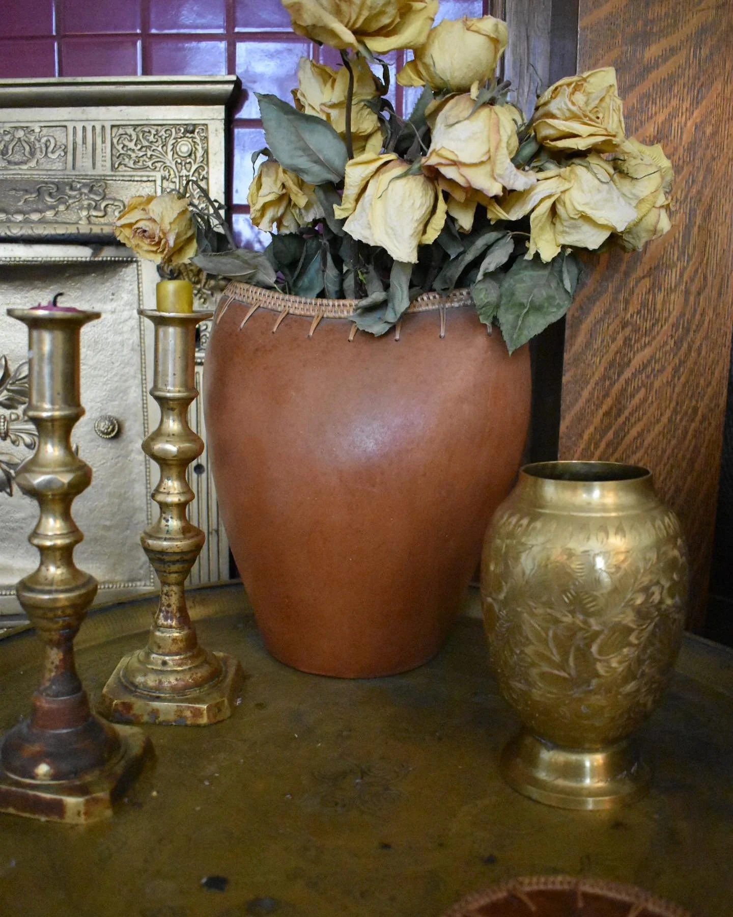 Brass vase $25 🧡 6.5&rdquo; tall &amp; 2.5&rdquo; opening. #etsy