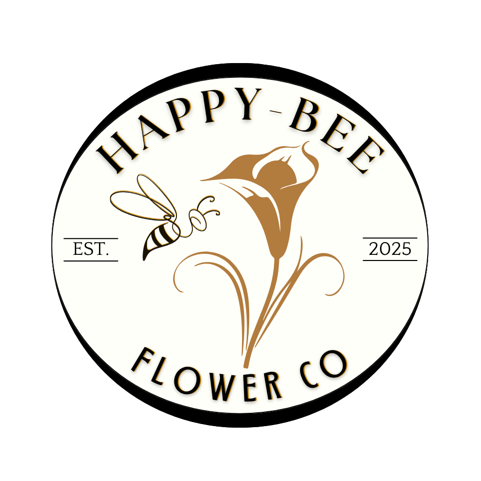 The Happy-Bee Flower Co logo for premium wedding and event flowers.