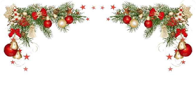 Decorative Christmas garland with red and gold ornaments, bells, ribbons, and stars.