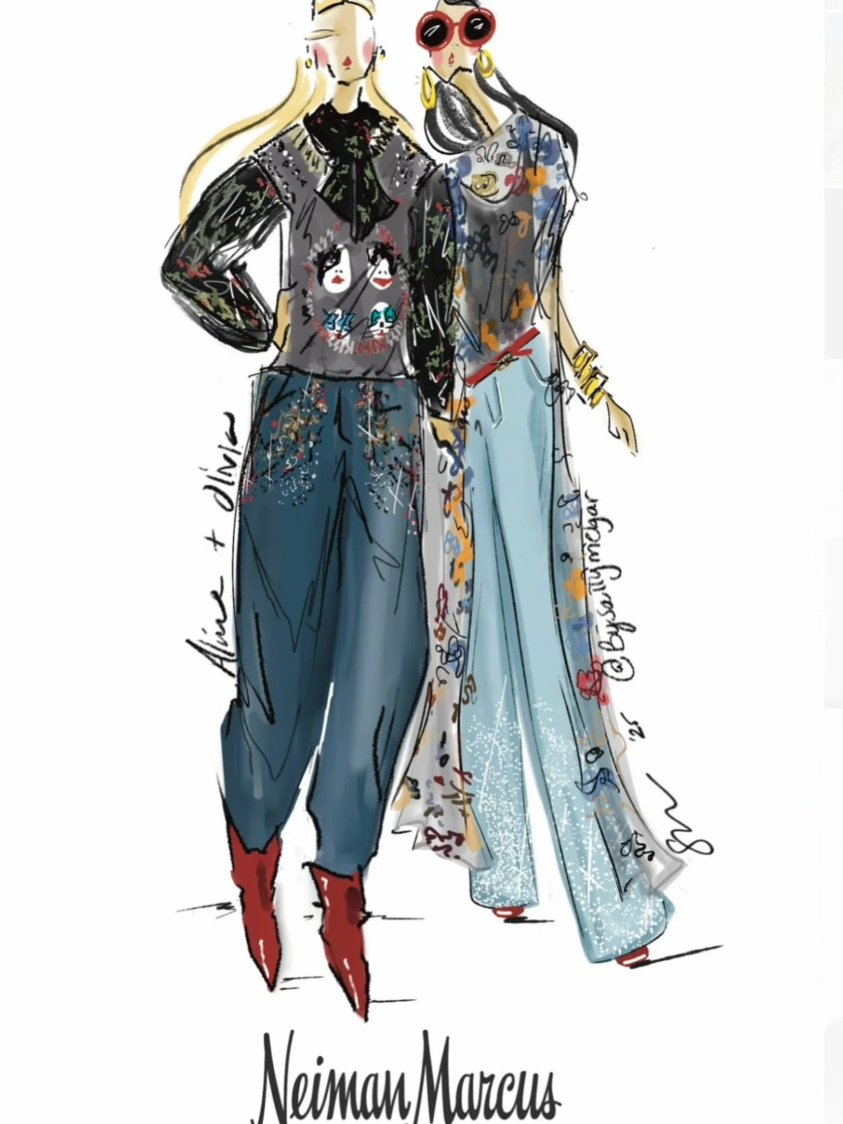 Celebrated the new contemporary floor on 3 with @neimanmarcus Tyson&rsquo;s Galleria! Go check out all the Fall must-haves, the mannequin looks + windows are so good! Thank you for having me back 🎨 ✍🏼 ✨ 

#FashionIllustrator #NeimanMarcus #FallFash