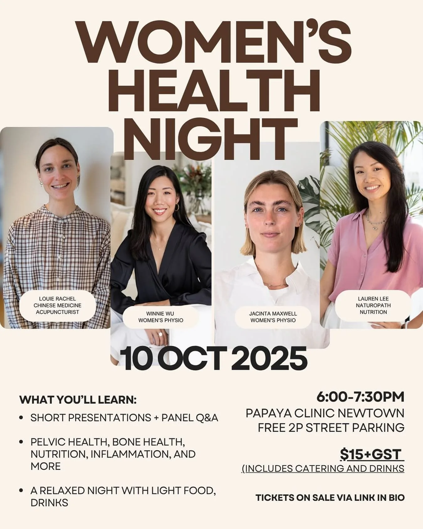 I will be joining this wonderful panel of experts next week to discuss all things women&rsquo;s health! ✨

I&rsquo;ve already learnt so much from these practitioners over my time here at Papaya so I&rsquo;m very excited for everybody else to have the