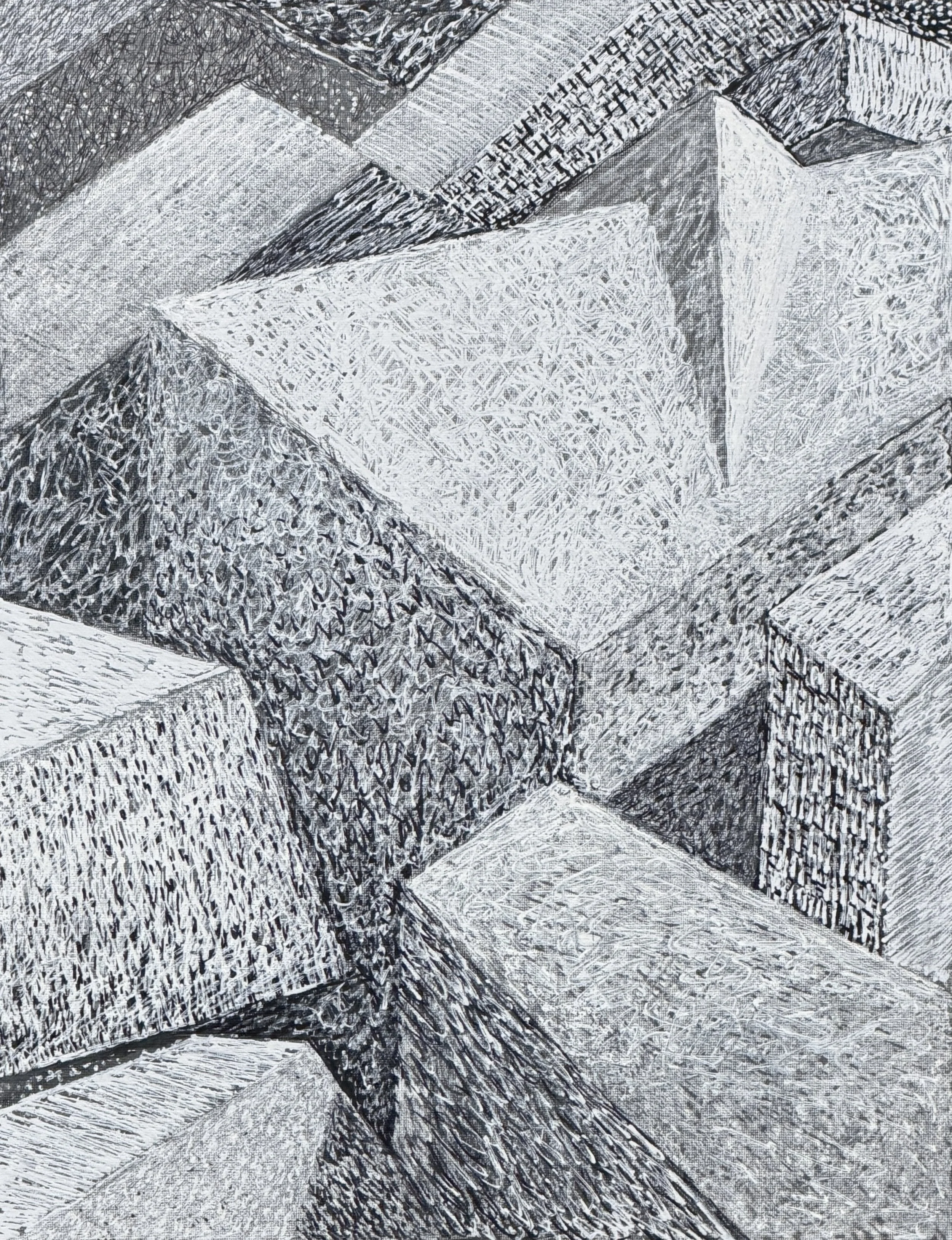 A Silence Made from Noise #2, Pencil & Paint on canvas, 18x14inches, 2026