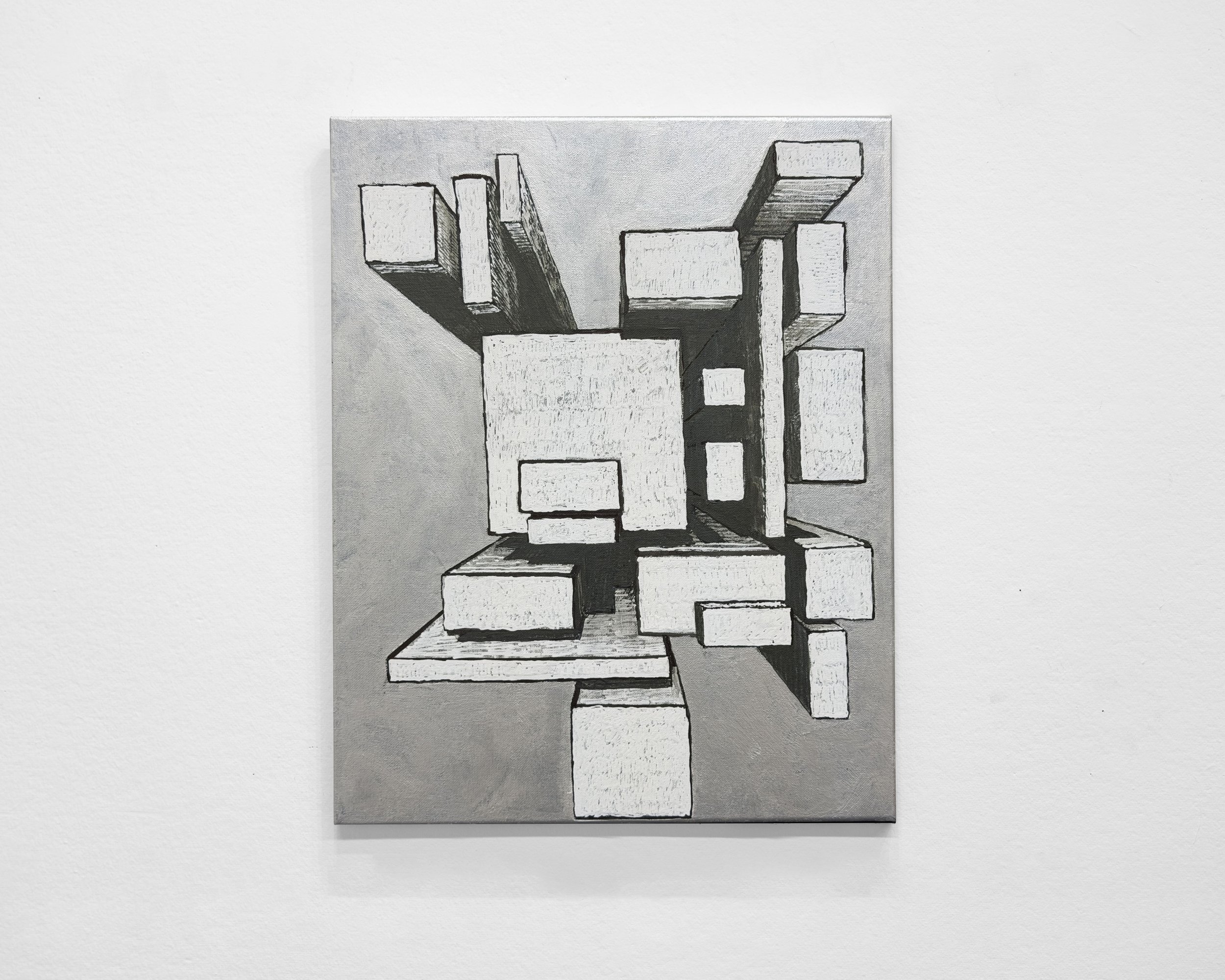 One Point Perspective, Pencil & Paint on canvas, 18x14inches, 2026