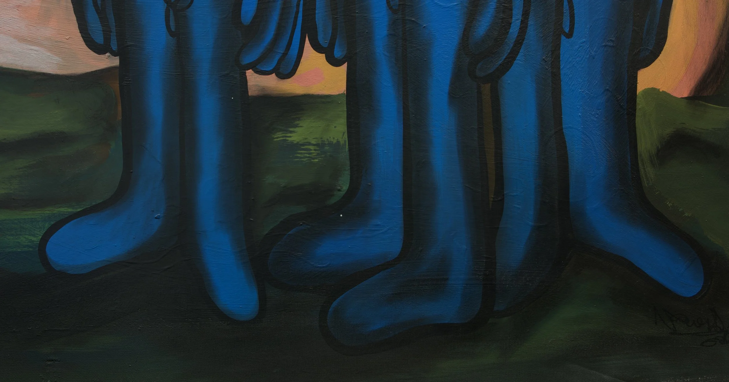 KYEA ME / 
STUDY: A rendevous of two worlds.


MATERIALS:
Canvas, Acrylic, Charcoal, Ink, Varnish /
2 ft H x 3 ft W /
2024