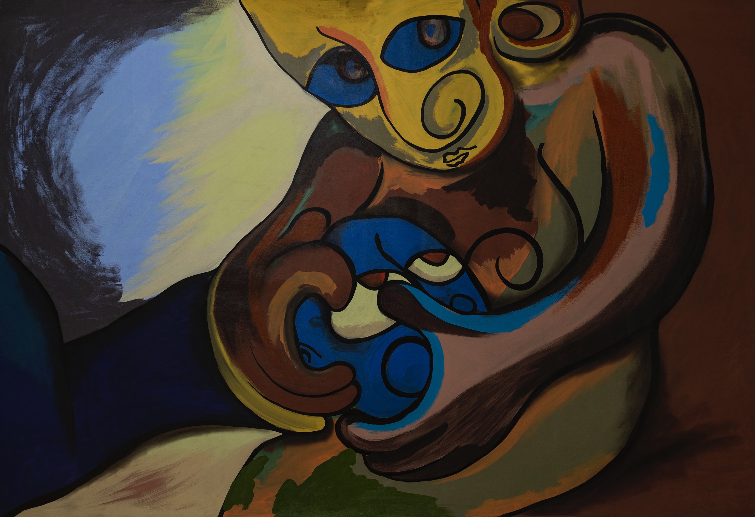Kasa kyere me, 2022 Acrylic, Charcoal and Ink on Canvas 183cm x 122cm