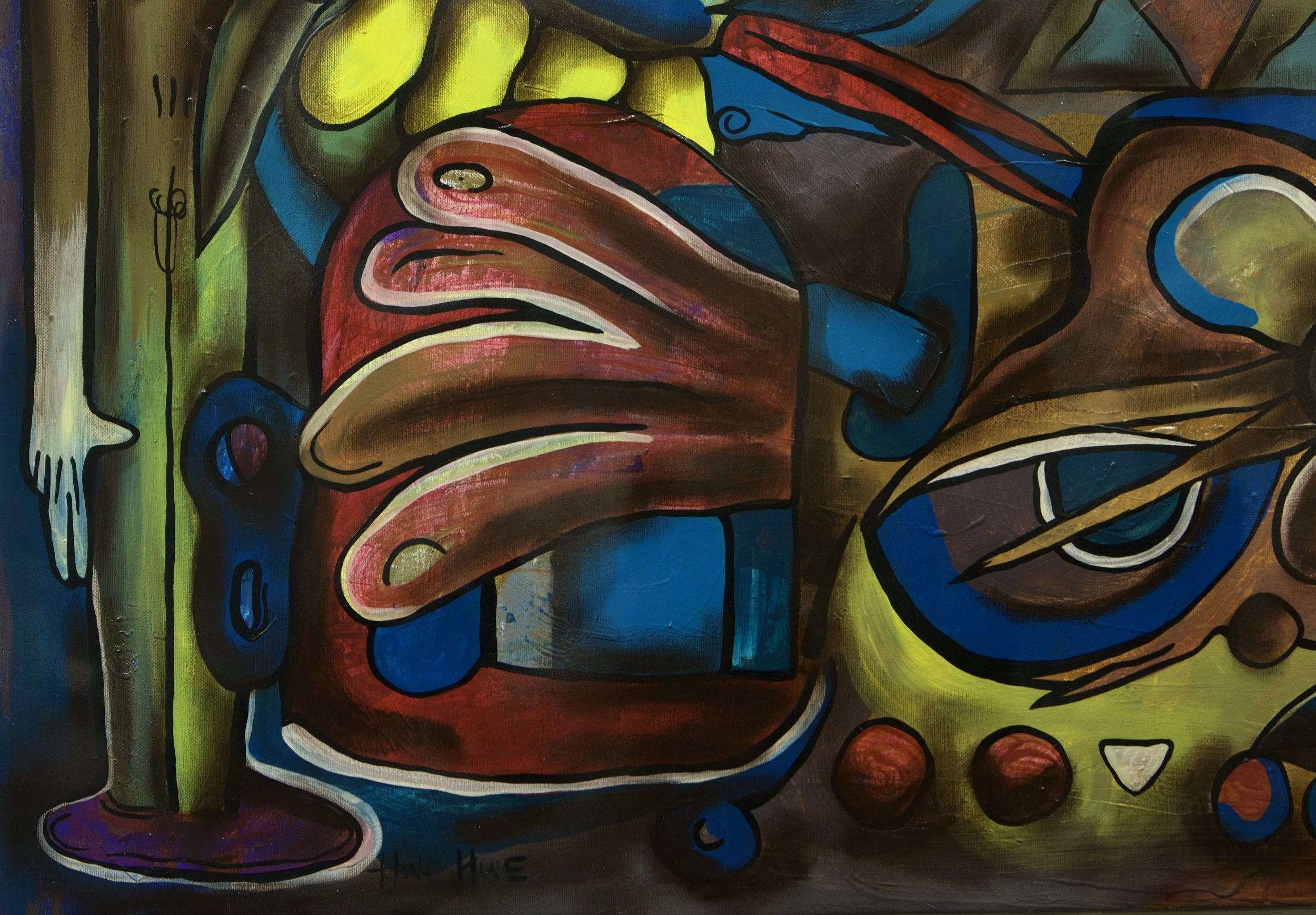 HWEHWE / 
STUDY: inner research.


MATERIALS:
Canvas, Acrylic, Charcoal, Ink, Varnish /
3 ft H x 4 ft W /
2025