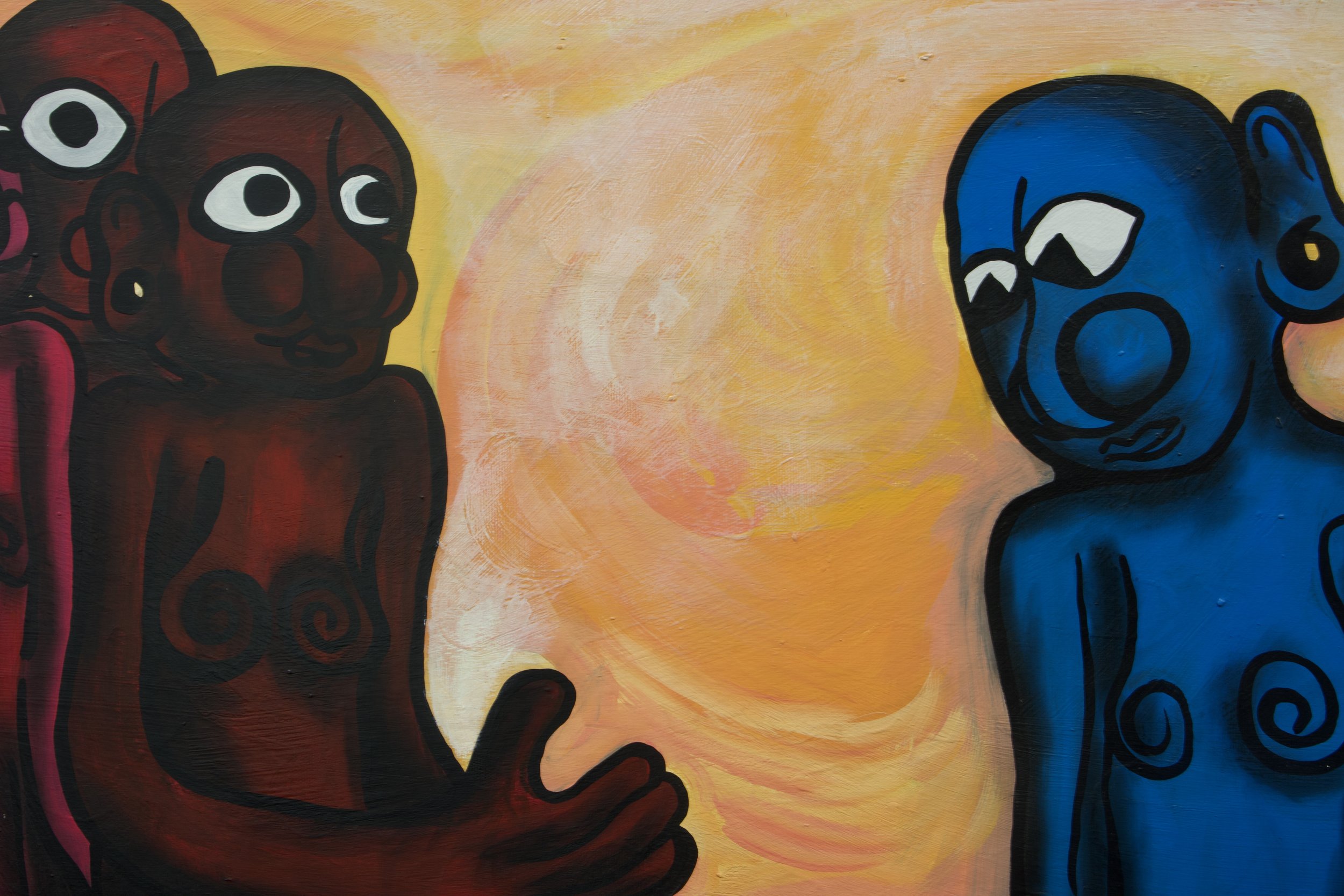 KYEA ME / 
STUDY: A rendevous of two worlds.


MATERIALS:
Canvas, Acrylic, Charcoal, Ink, Varnish /
2 ft H x 3 ft W /
2024