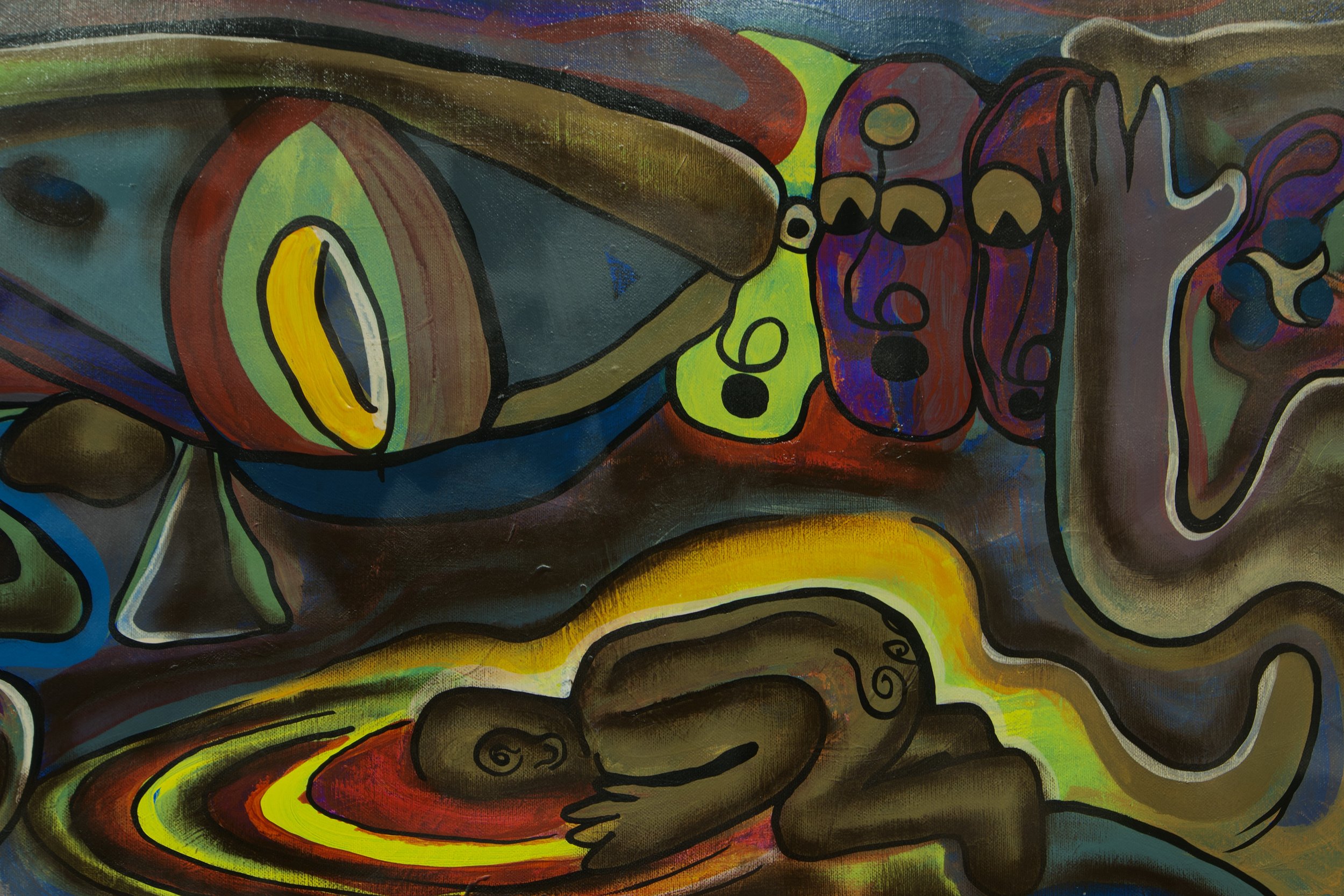 HWEHWE / 
STUDY: inner research.


MATERIALS:
Canvas, Acrylic, Charcoal, Ink, Varnish /
3 ft H x 4 ft W /
2025