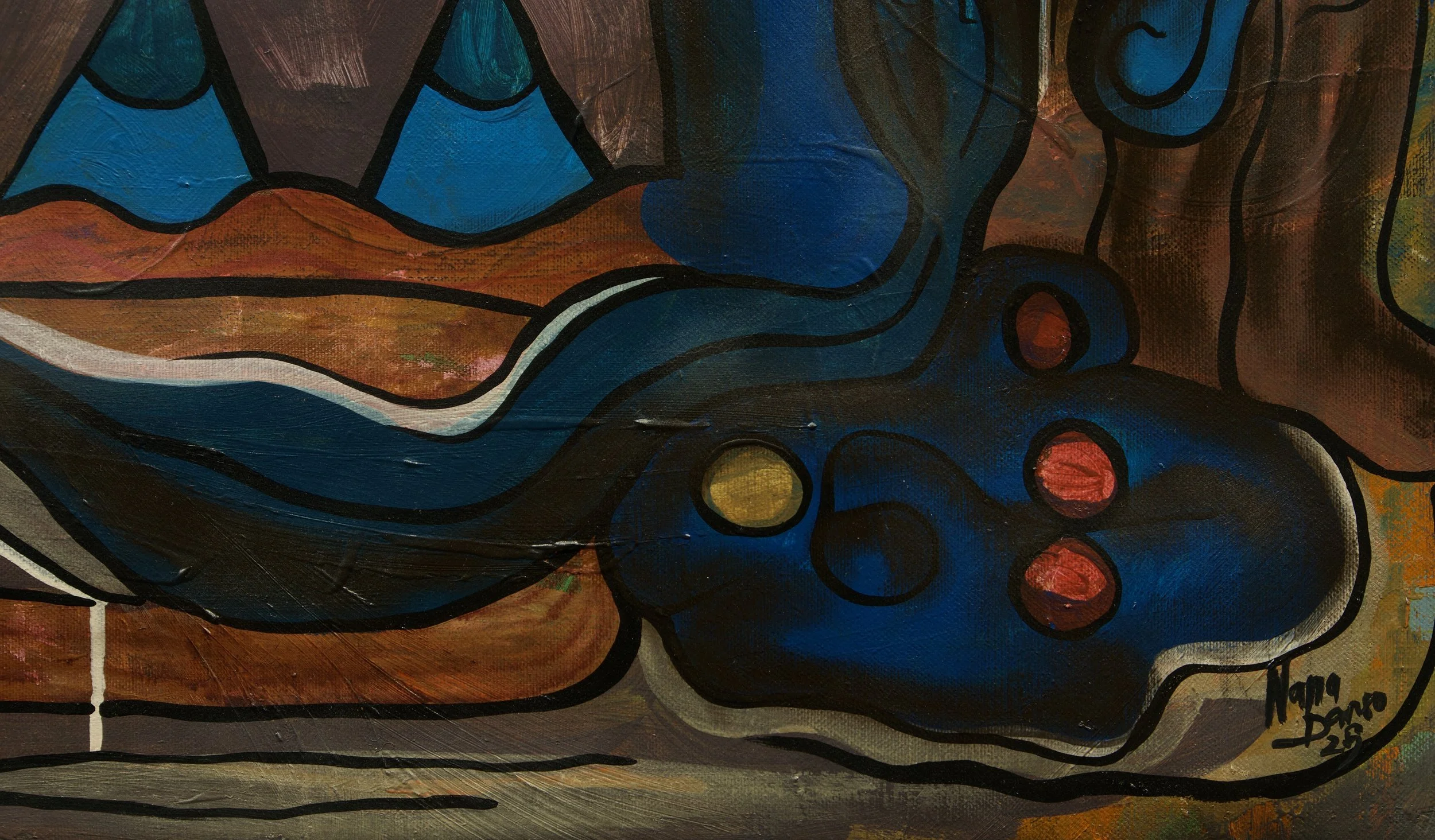 HWEHWE / 
STUDY: inner research.


MATERIALS:
Canvas, Acrylic, Charcoal, Ink, Varnish /
3 ft H x 4 ft W /
2025