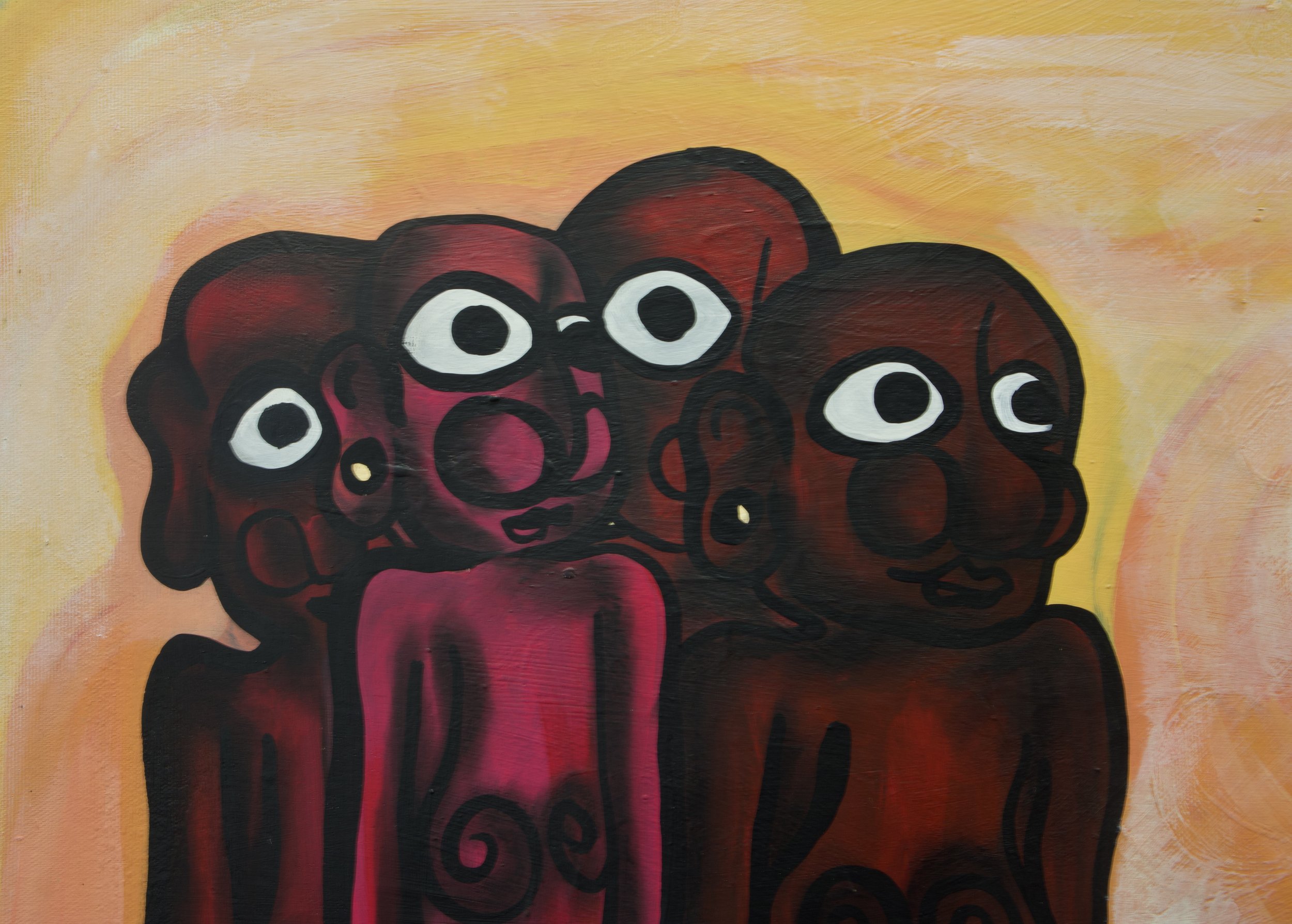 KYEA ME / 
STUDY: A rendevous of two worlds.


MATERIALS:
Canvas, Acrylic, Charcoal, Ink, Varnish /
2 ft H x 3 ft W /
2024