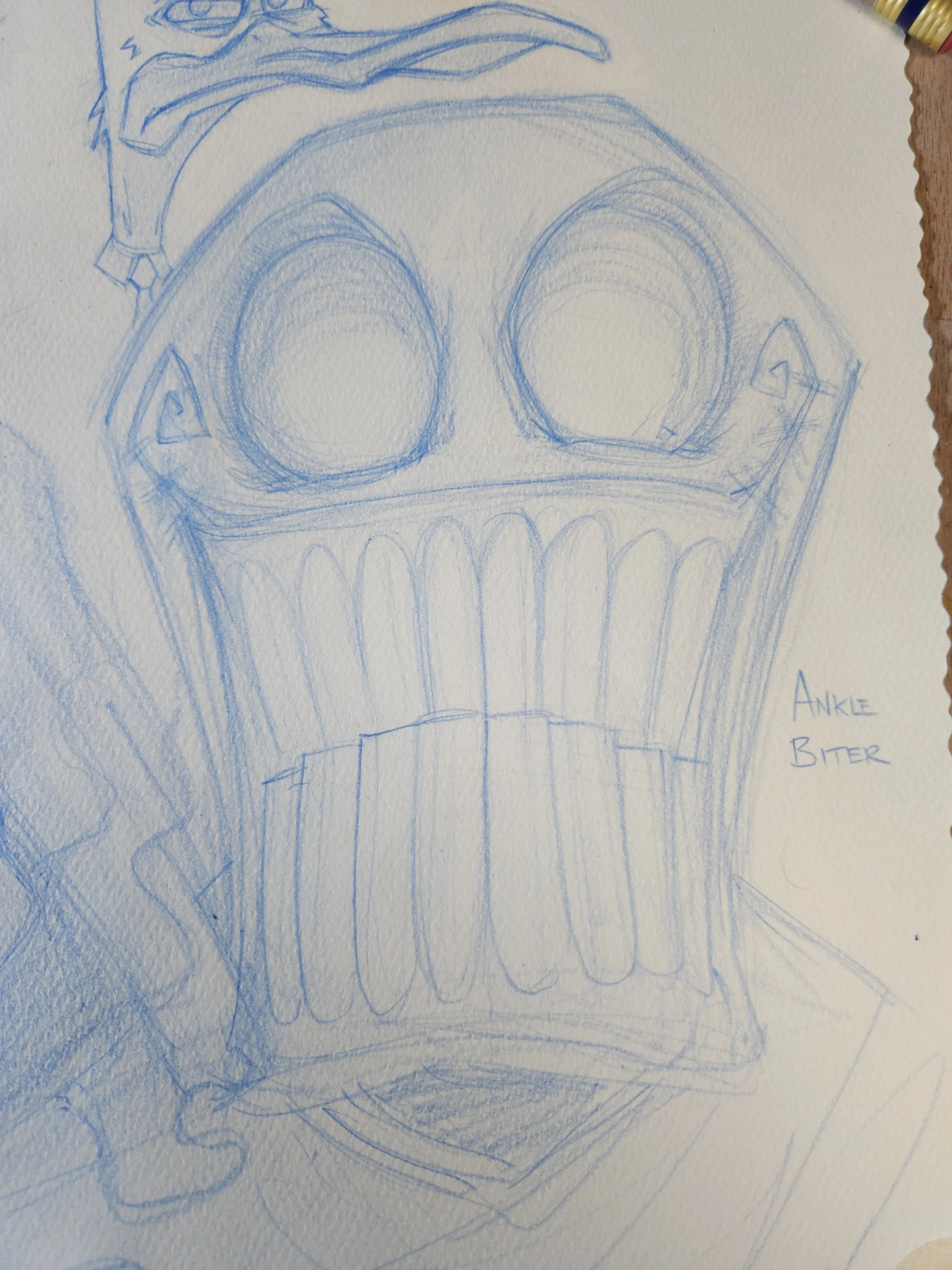 Rough Blue Pencil Sketch The Mercenary Artist 052825 Ankle Biter