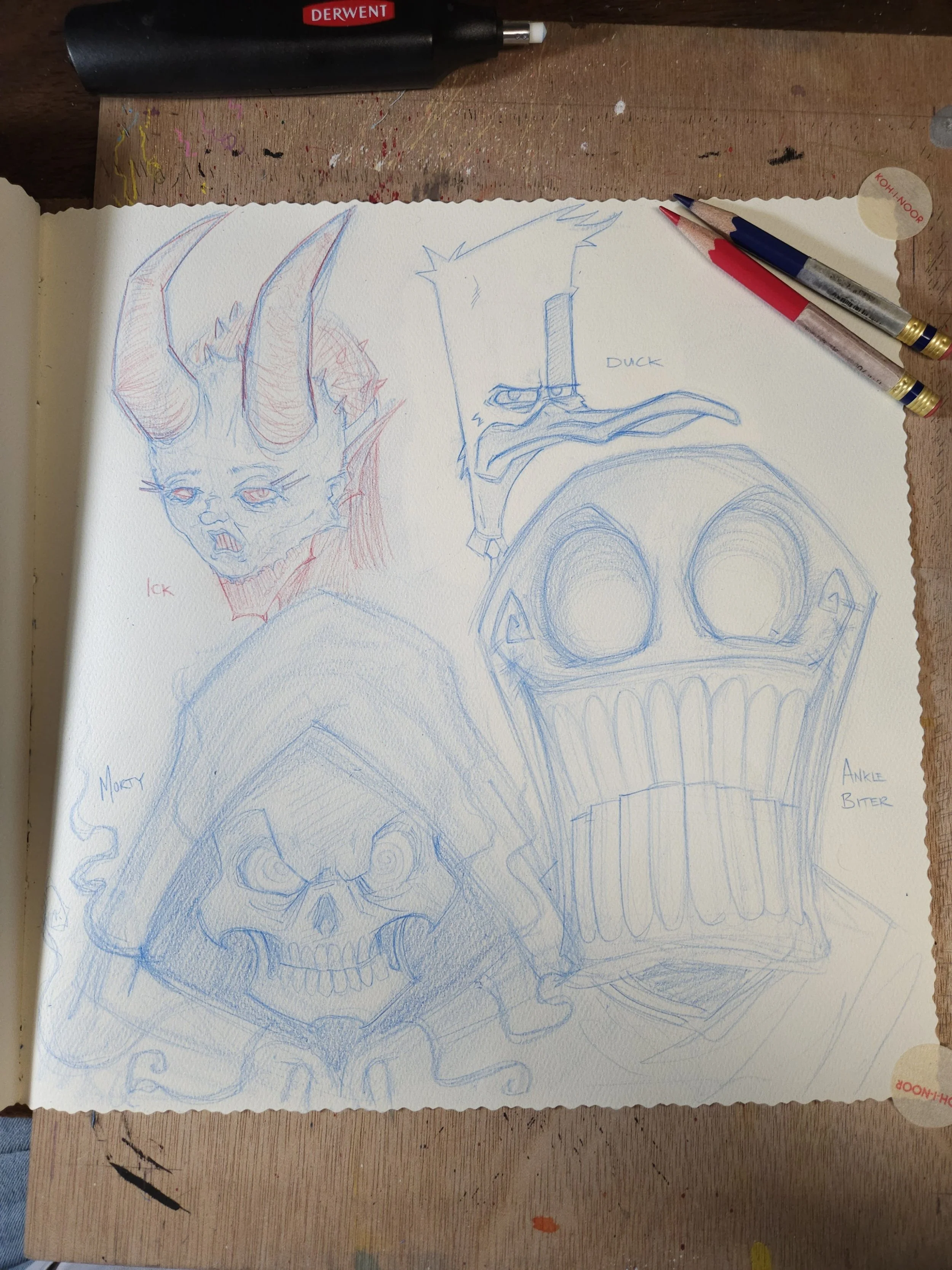 Rough Blue Pencil Sketch The Mercenary Artist 052825 The Four