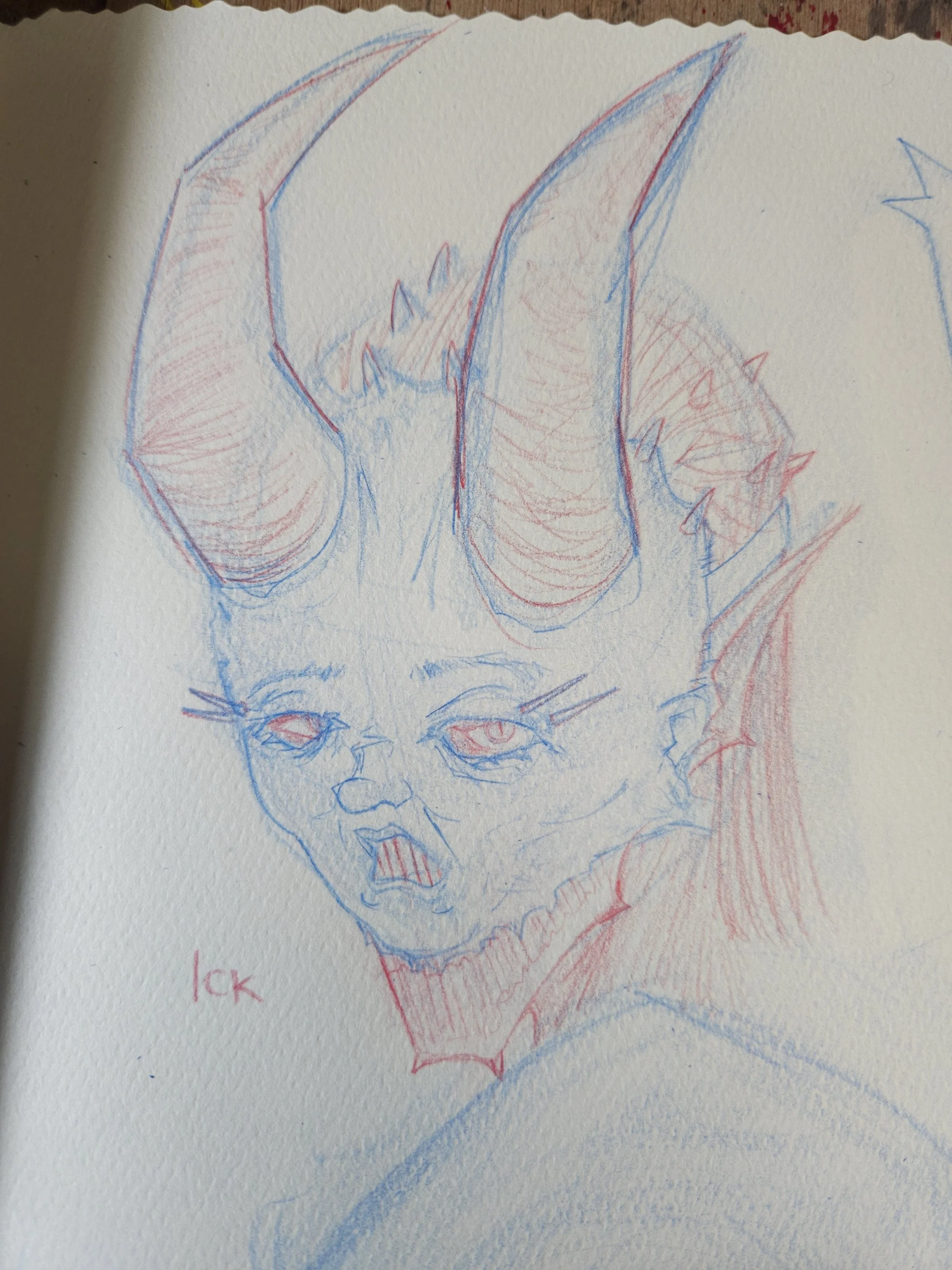 Rough Blue Red Pencil Sketch The Mercenary Artist 052825 Ick