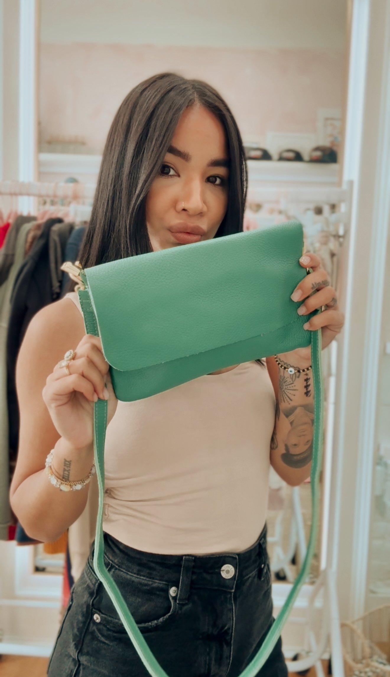 The Palm Italian Leather Purse