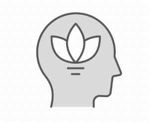 Outline of a human head with a three-leafed plant inside