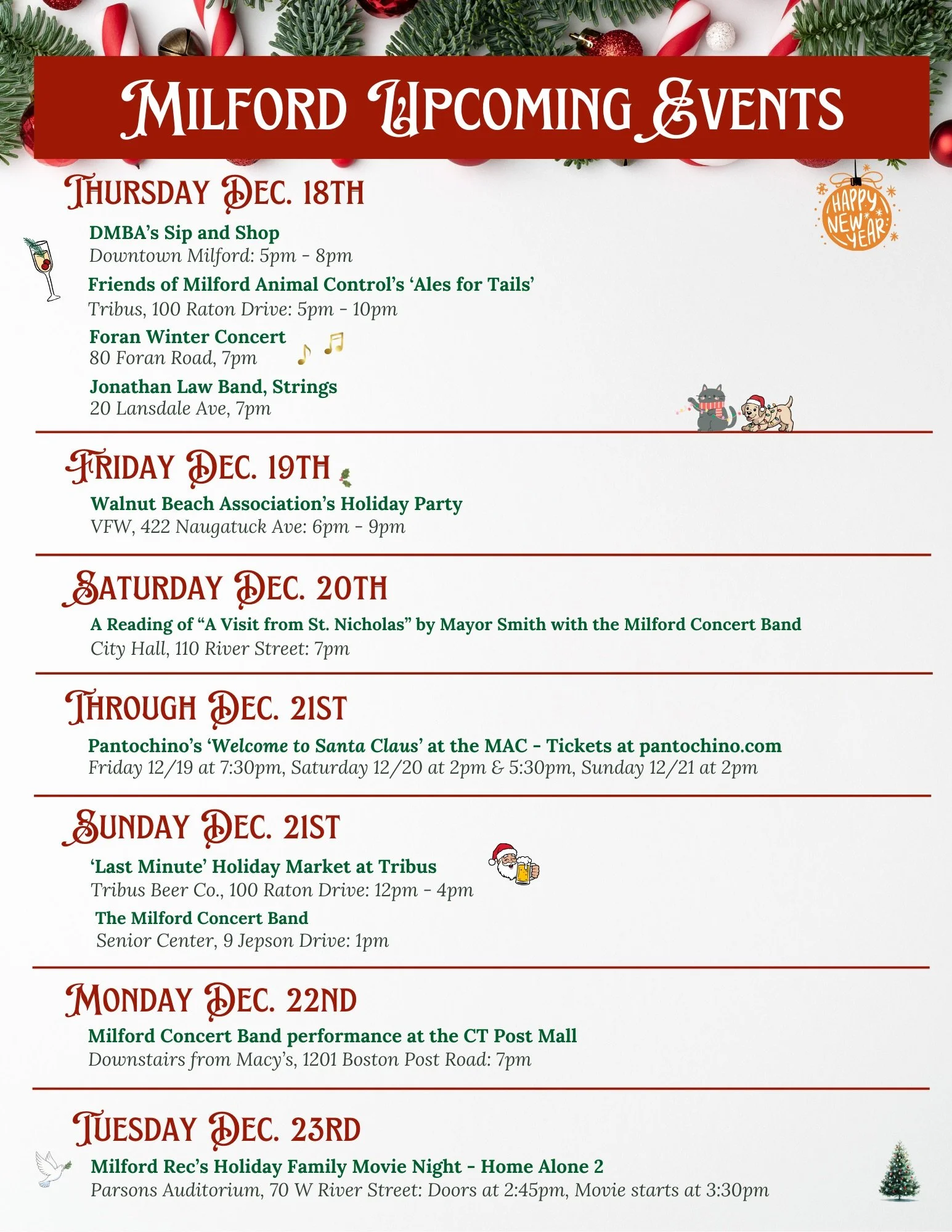 December 18th through 23rd Events