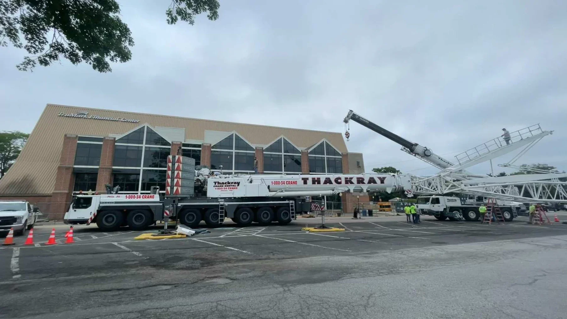 A large commercial HVAC unit being installed by ACS Services.