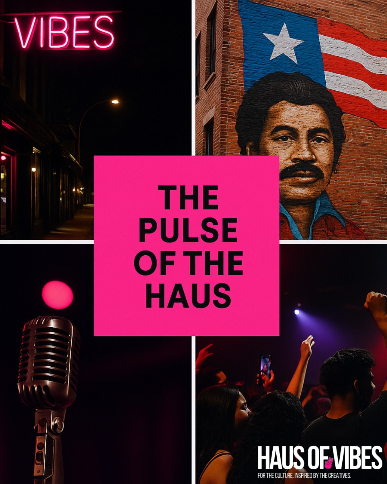What moves us?

🎶 Sound that sticks to your skin
🏙️ Streets that hum with untold stories
🖋️ Words that punch + heal all at once
🎤 Mics + movements + magic

This is the pulse of the Haus.

What&rsquo;s the vibe you&rsquo;re chasing right now? Drop