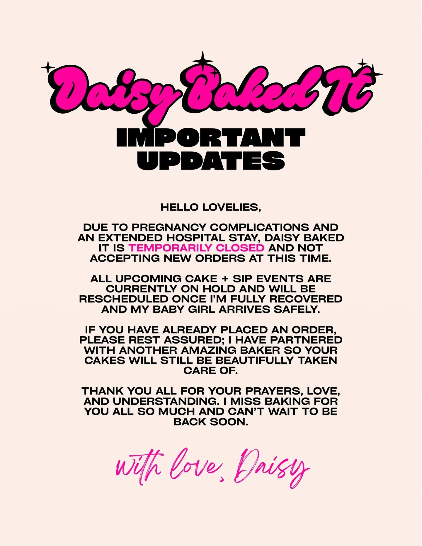 this isn&rsquo;t a goodbye by any means, this is just a pause. right now, my focus is on protecting the health of my baby girl and myself so that when I come back, I can do so stronger, healthier, and more inspired than ever 💕

thank you all for you