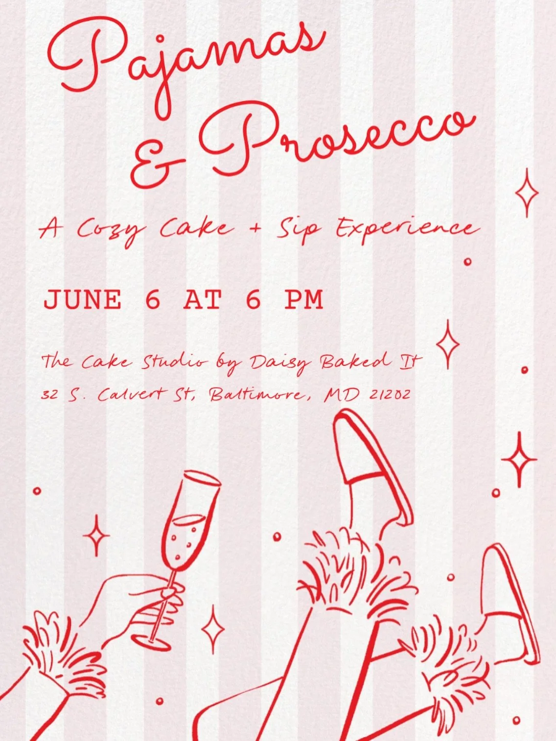 Your June plans just got a whole lot cuter 🩷 Come decorate your own cake, sip prosecco, and unwind with good energy and even better company. Pajamas &amp; Prosecco is the ultimate girls&rsquo; night ✨ and yes, pajamas are required 😄 

FLASH SALE: 2