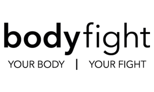 Logotyp med texten 'body fight' och slogan 'YOUR BODY | YOUR FIGHT'.