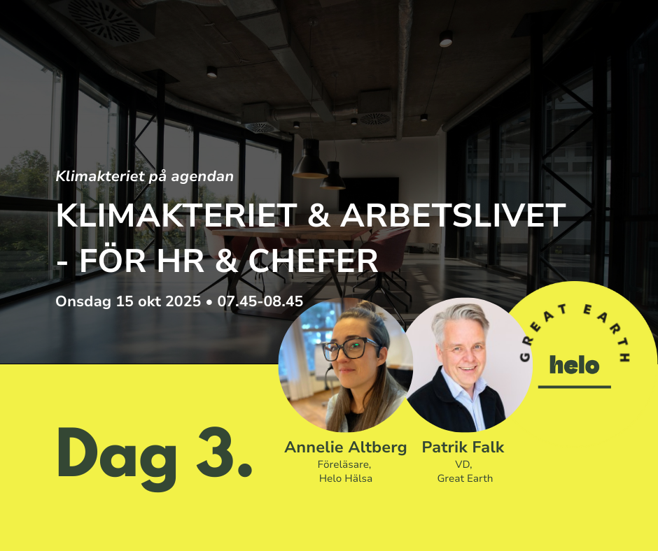 Dag 3 Klimakteriet på agendan: Vad kan chefer & HR-ansvariga göra? (Online)