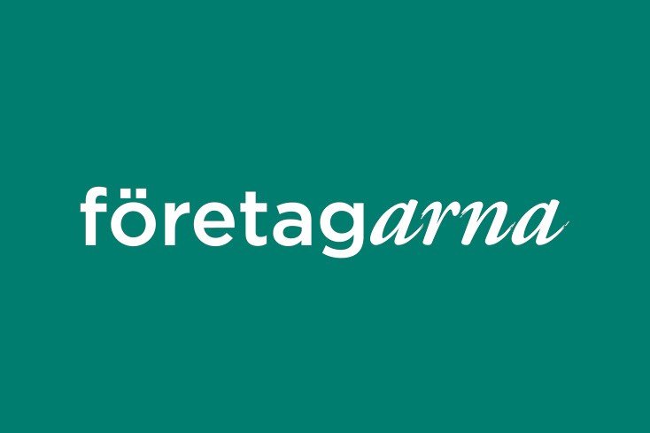Teknisk logo med grönt bakgrund och ordet 'företagarna'.