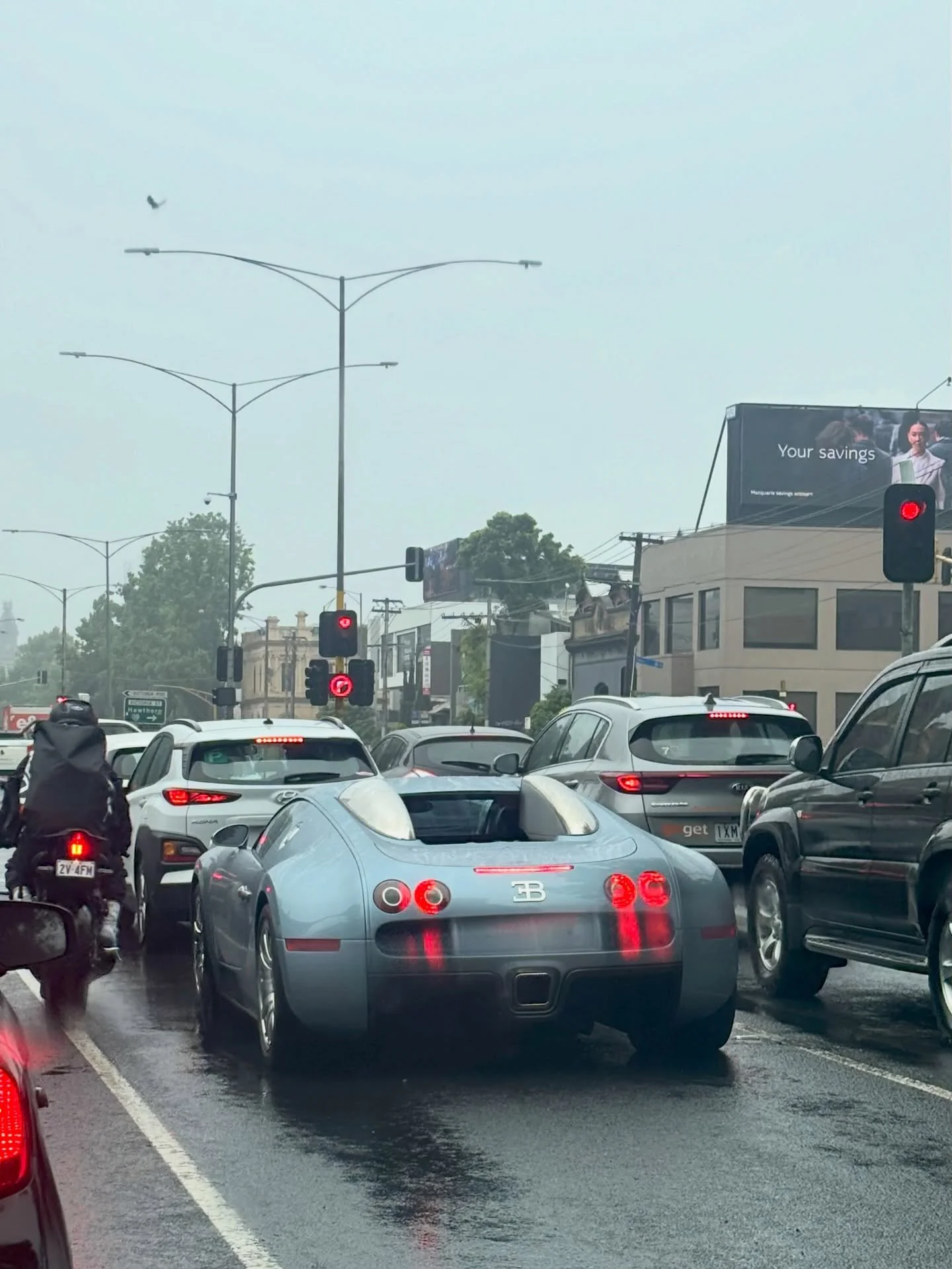 Wet Melbourne spring mornings and wetter Bugatti Veyrons. 

It&rsquo;s been a hot minute since we&rsquo;ve featured a Veyron so we&rsquo;re delighted to share this one spotted on Hoddle Street this morning with you. It&rsquo;s the last Veyron to call