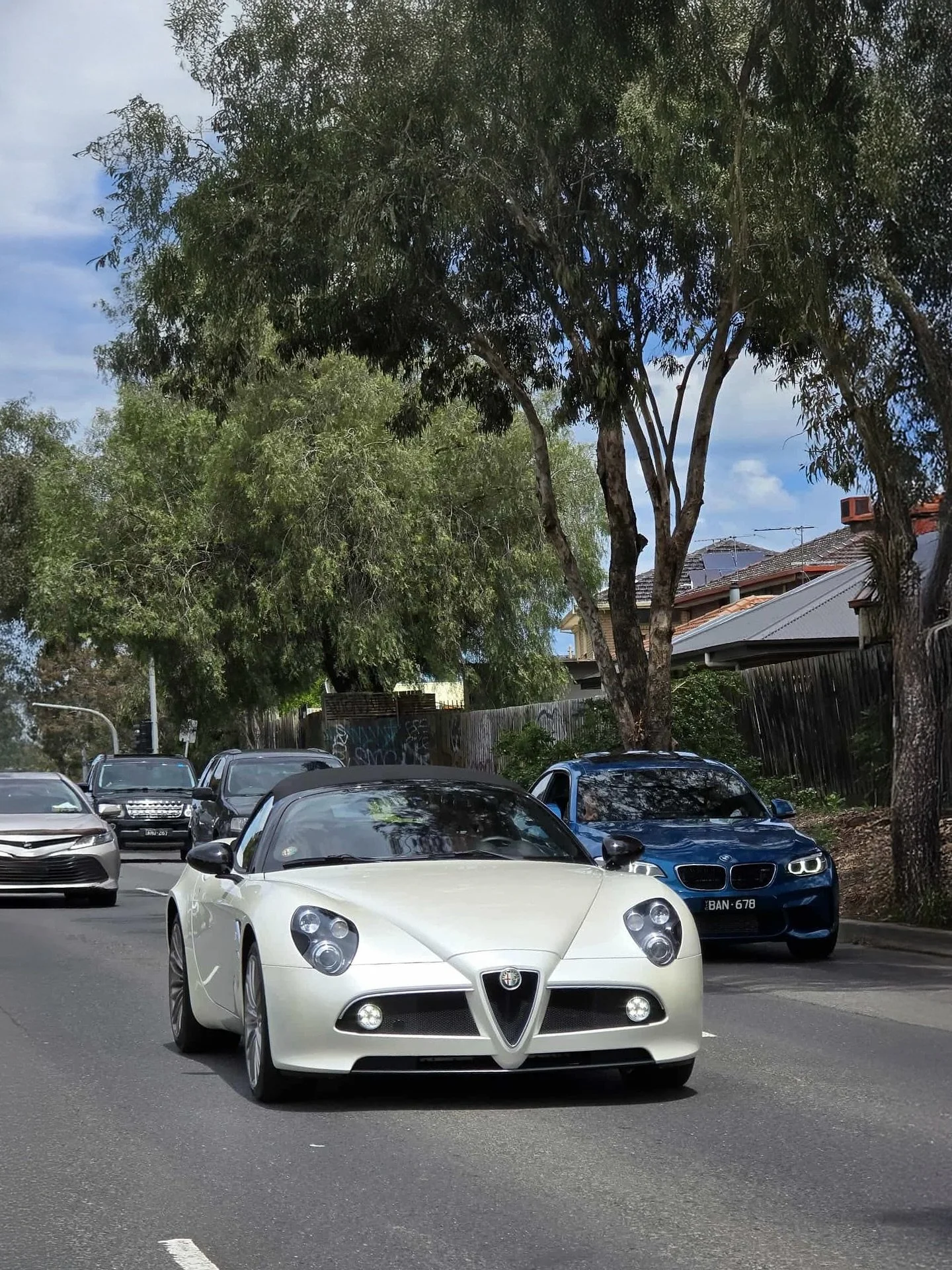 For the first time in a very long time, an Alfa Romeo 8C Spider has been spotted in Melbourne.

We understanding this is one of two in Melbourne, although the other car, red, has not been seen for more than five years. This one, part of an impressive