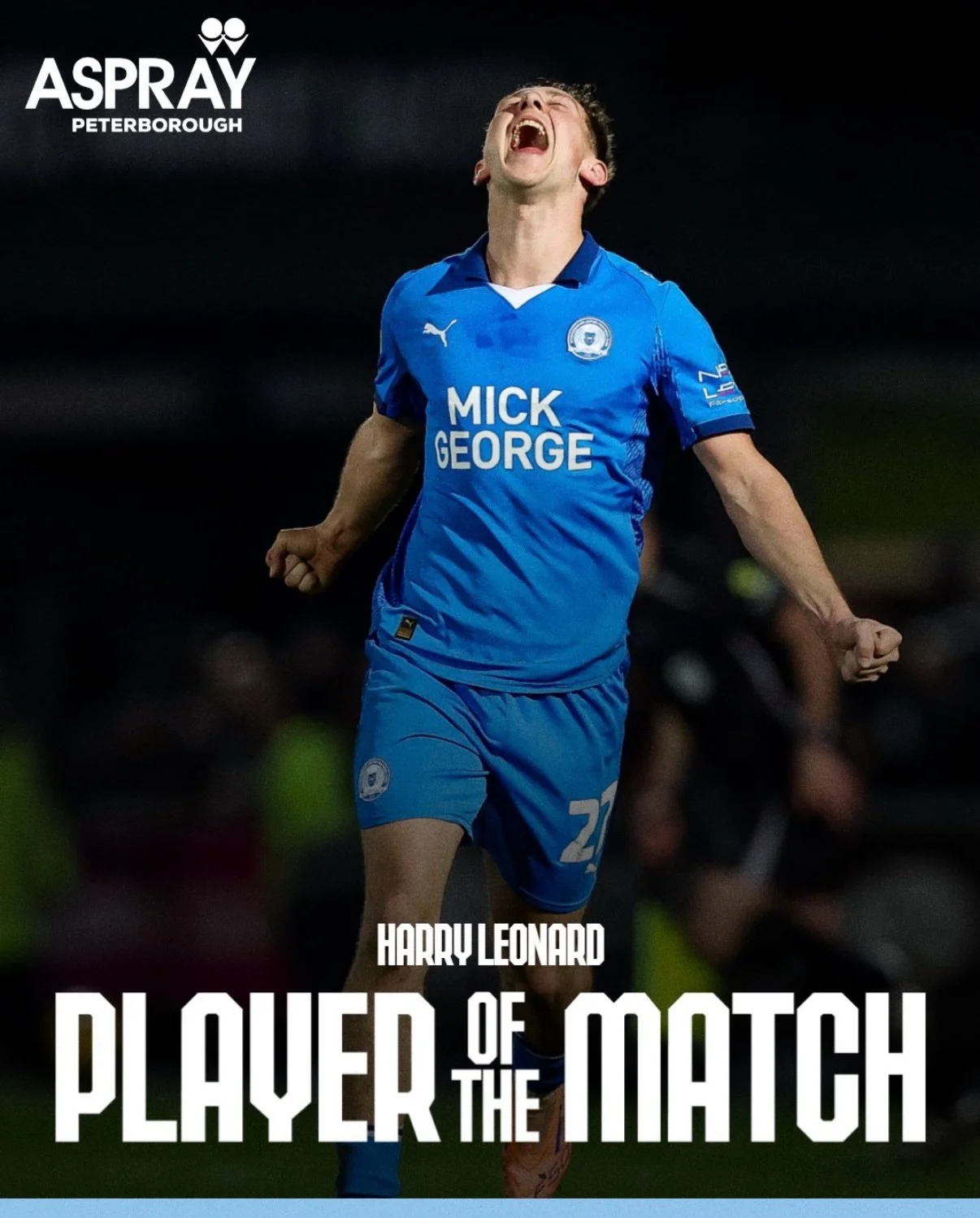 Four goals in his last three games.
A real run of form for @harry.leonard10 ⚽️🔥

Confidence growing, movement sharp, and taking his chances when they come &mdash; great to see the hard work paying off.

Well done Harry. Keep going.
KEEP MOVING FORWA