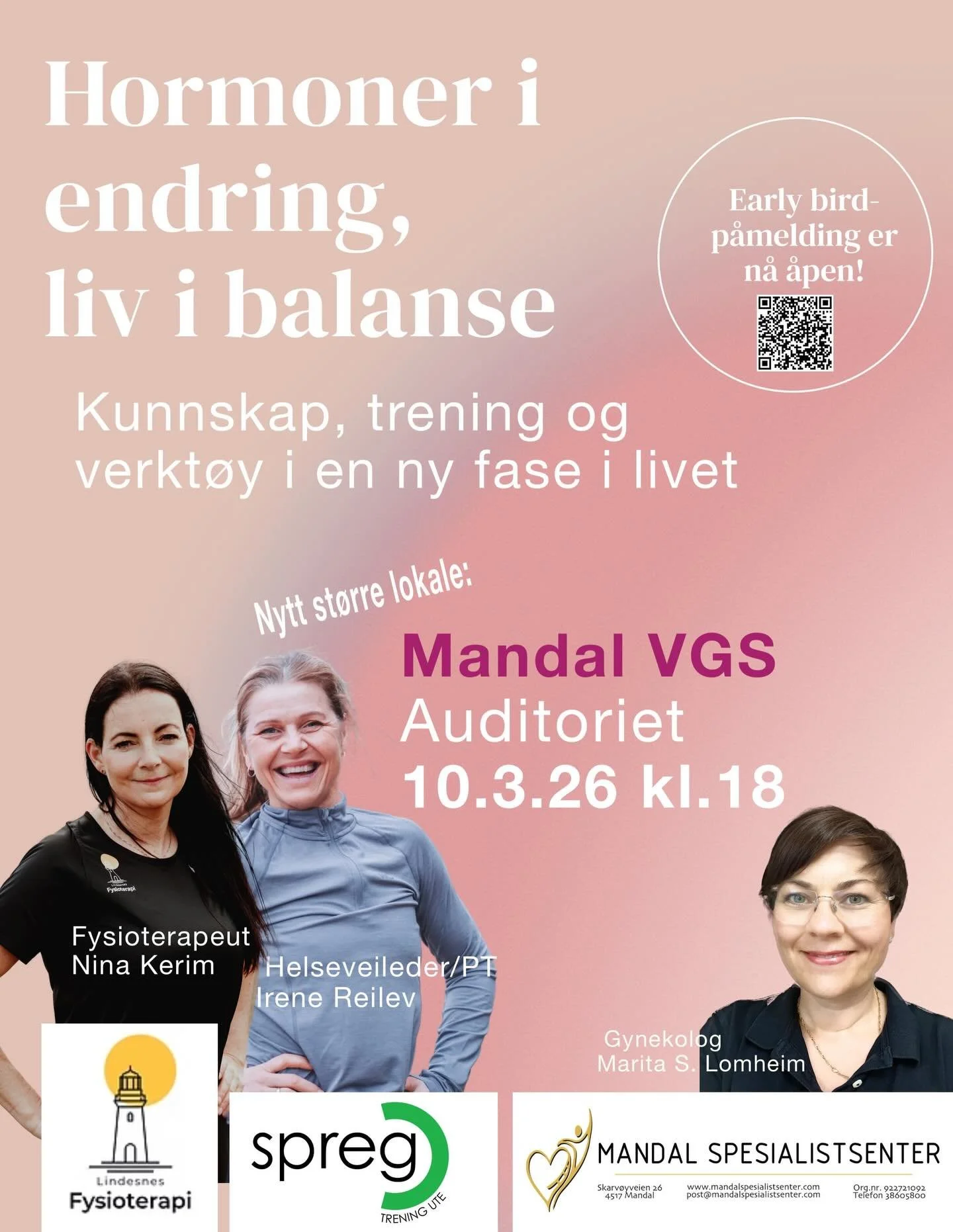 ET KLART BEHOV HAR MELDT SEG. 

Et behov for informasjon om kvinnehelse. Et behov for informasjon om hva hormoner kan gj&oslash;re i en kvinnekropp midt i livet. Sist men ikke minst et behov for &aring; l&aelig;re mer om hvilken hjelp som finnes b&ar