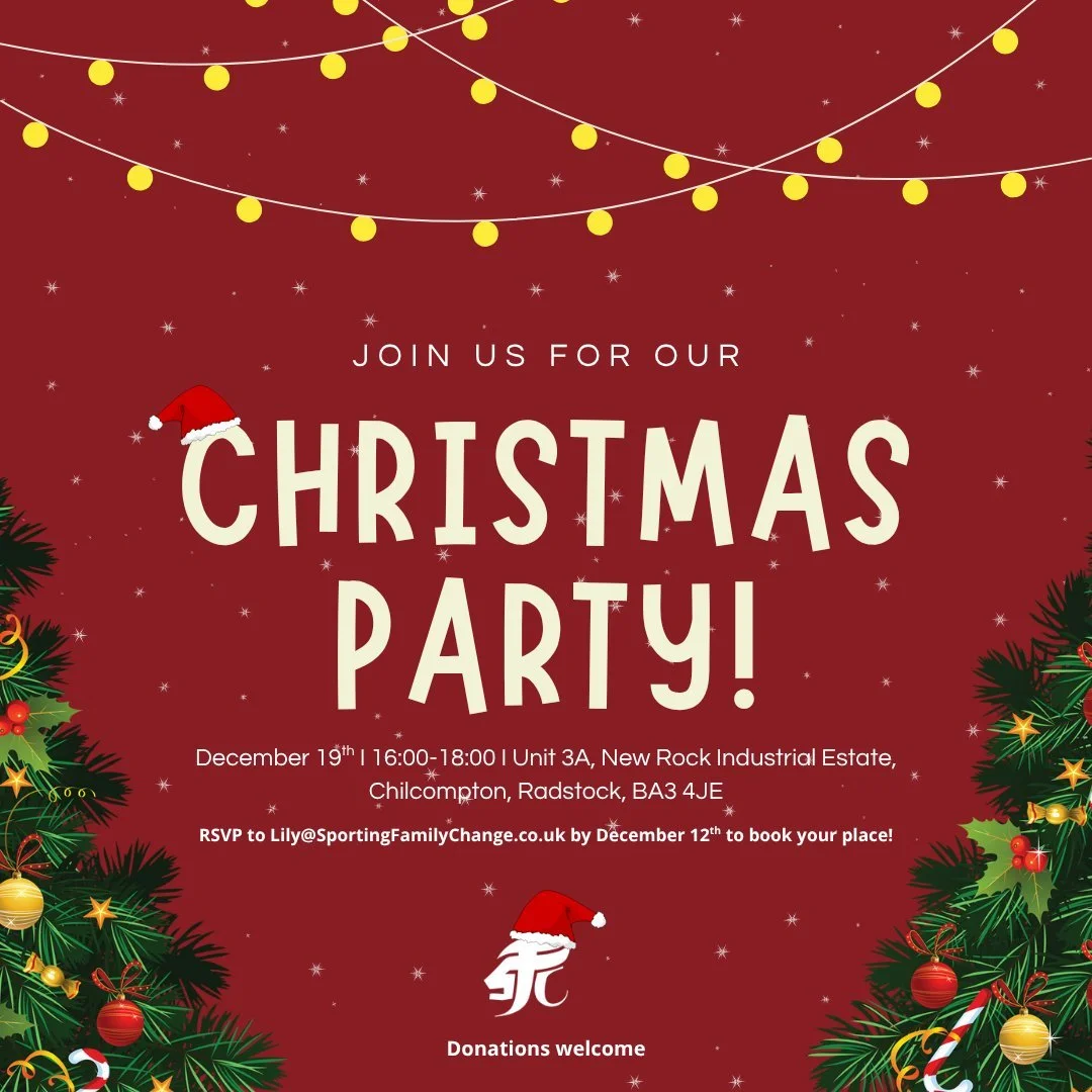 🎅 Join us for our Christmas Party next month! You're officially invited to our festive afternoon on December 19th (16:00-18:00), featuring Santa, arts and crafts, a Christmas buffet and more! Confirm your attendance by emailing Lily@SportingFamilyCh