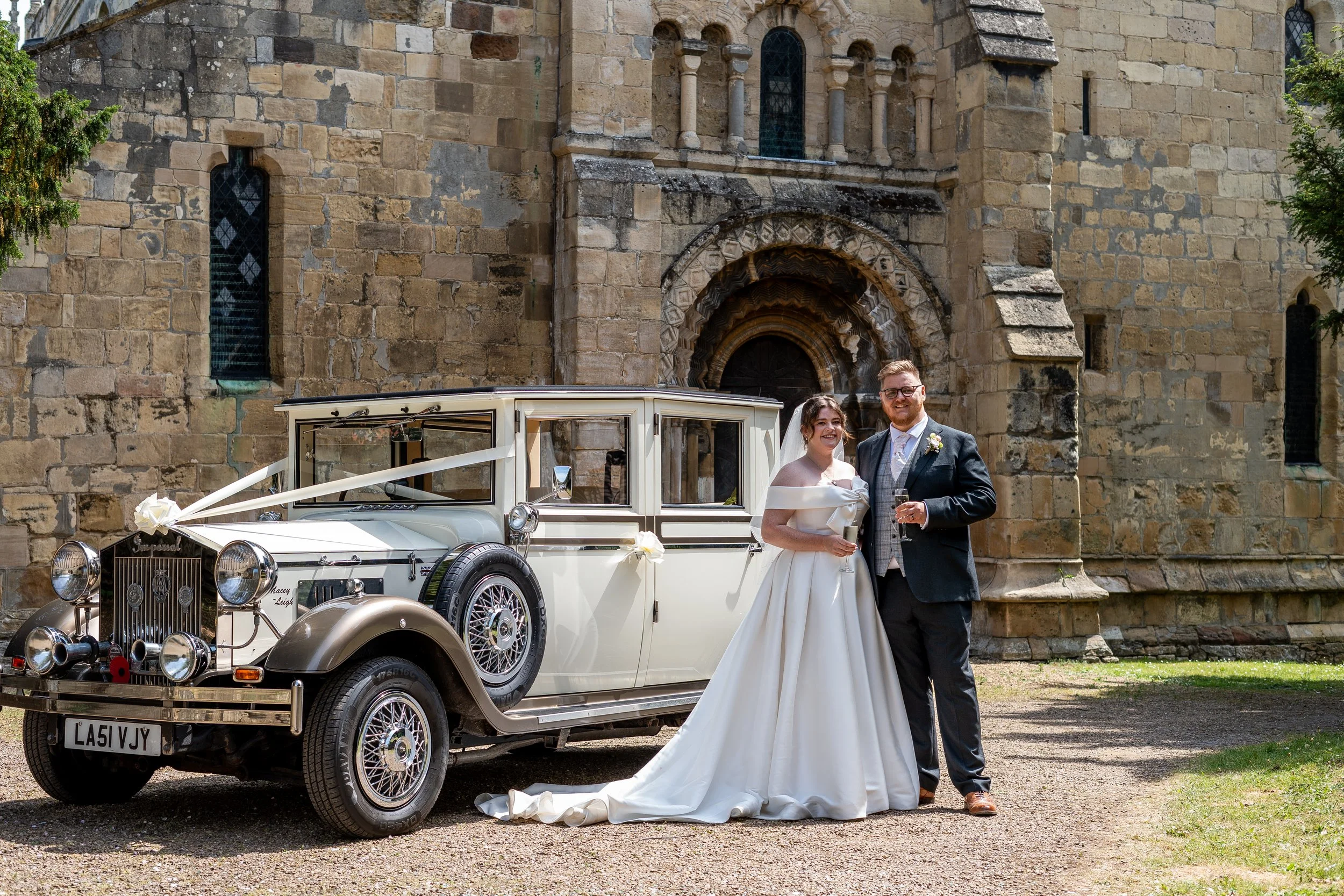 Newlywed couple following bridal makeup by Libby Addyman Makeup Artist at a North Yorkshire wedding venue.